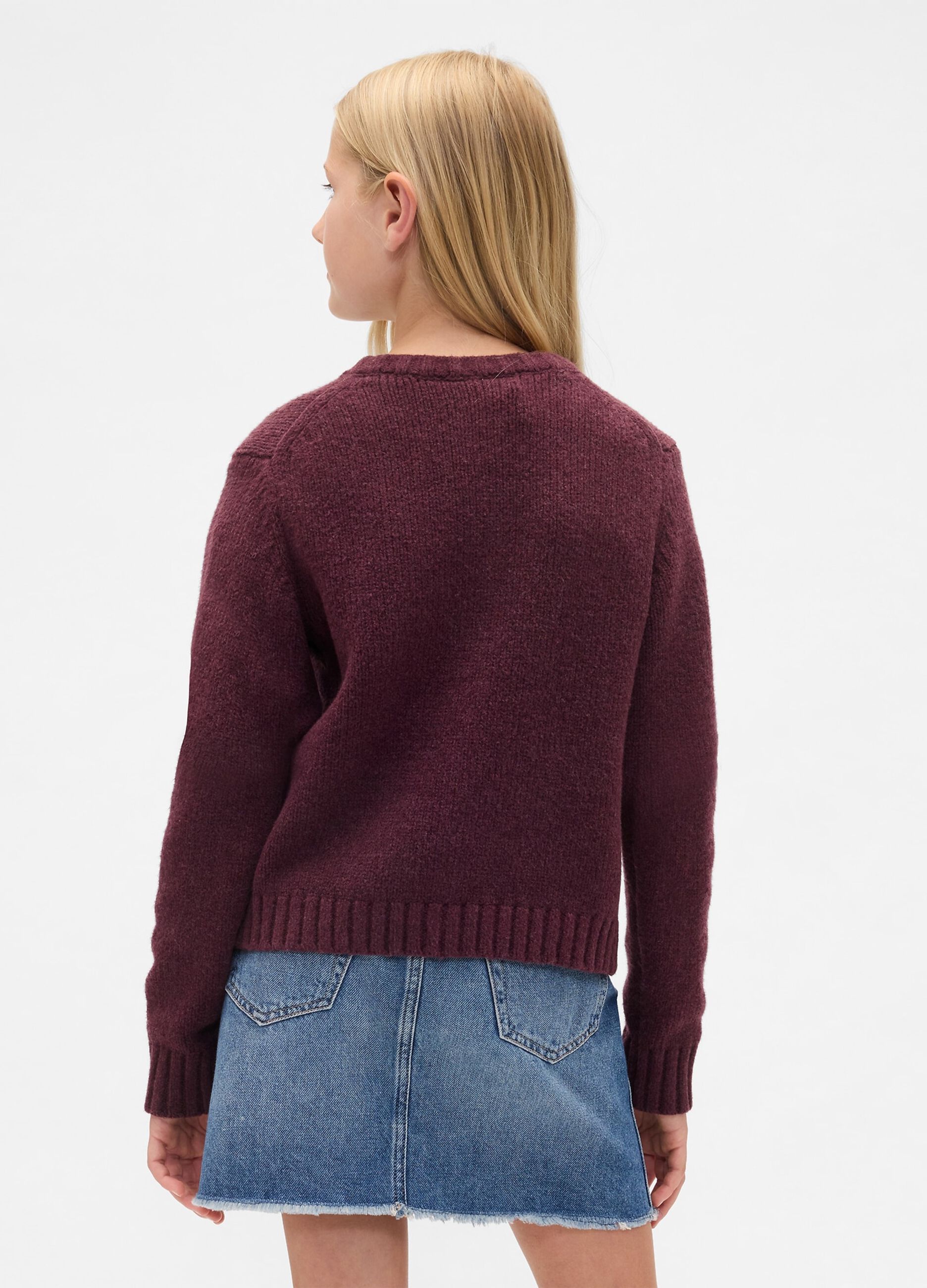 Cardigan viola per bambina in misto cotone_2