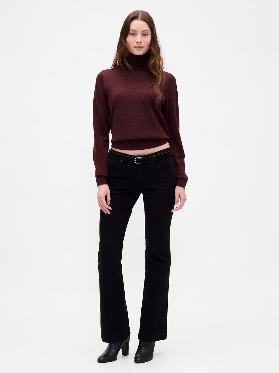 Maglione rosso a collo alto in lana Donna_1