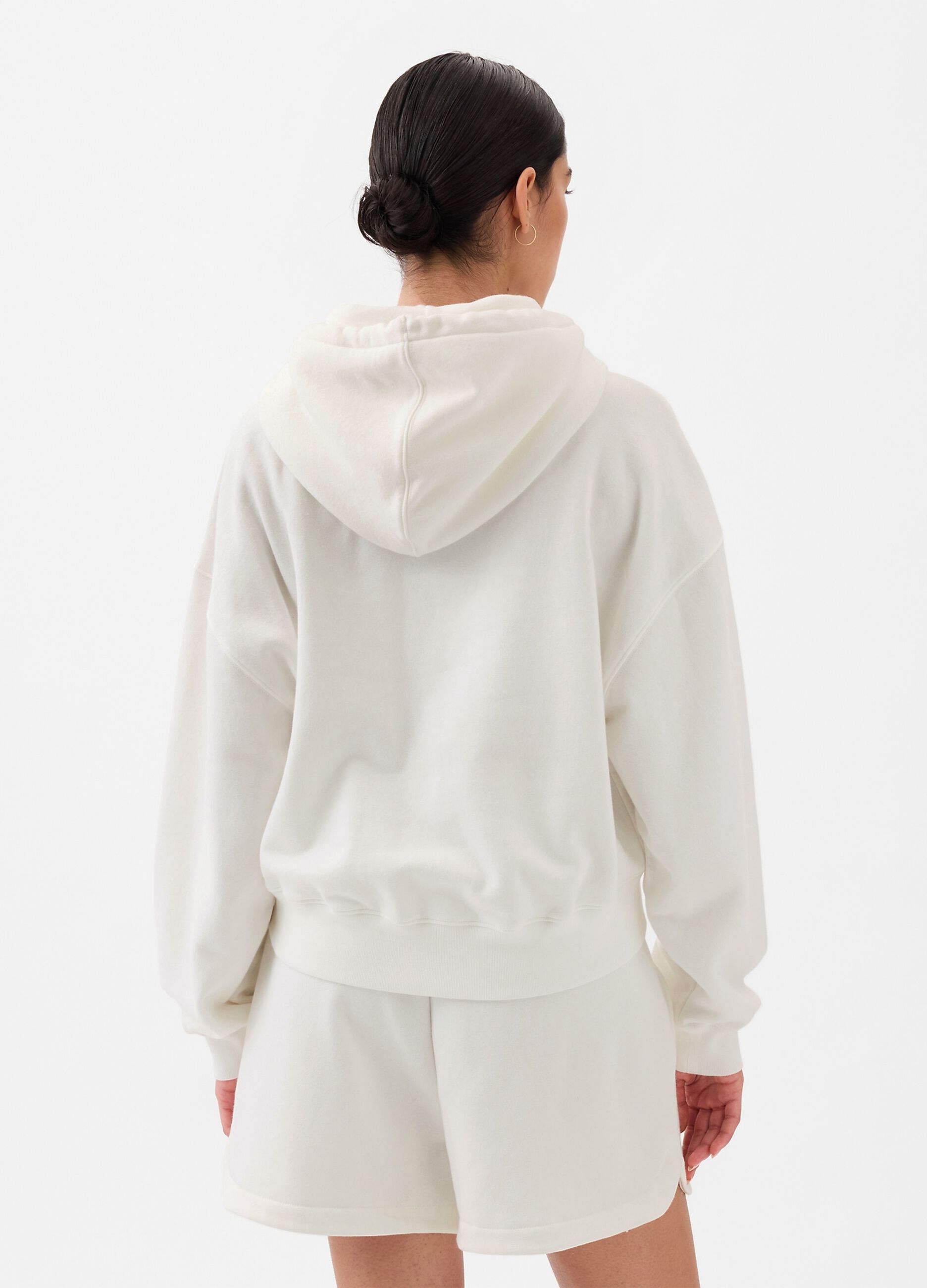Felpa crop con cappuccio stampa logo_1