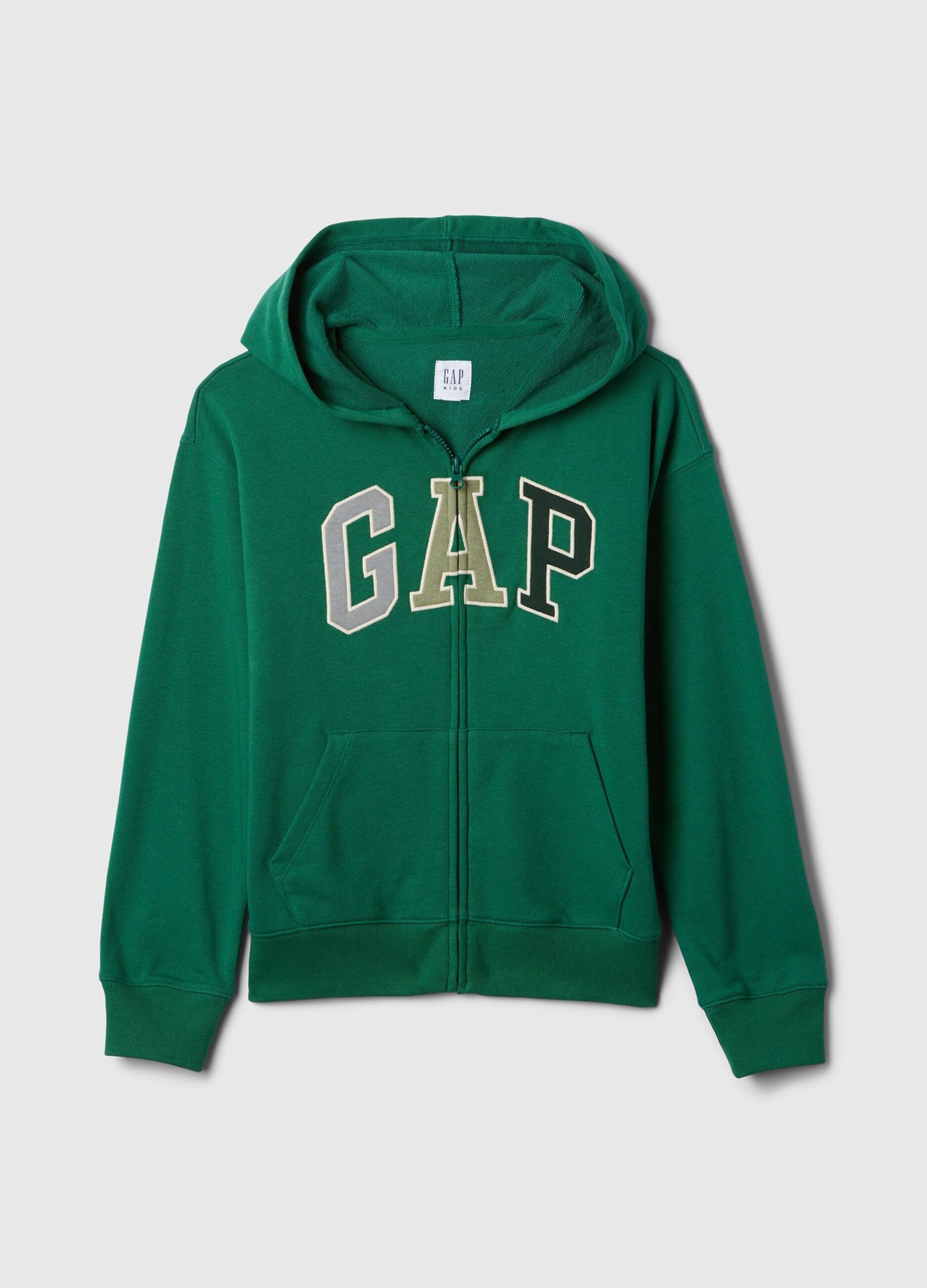 Full-zip sweatshirt with hood and logo embroidery_3