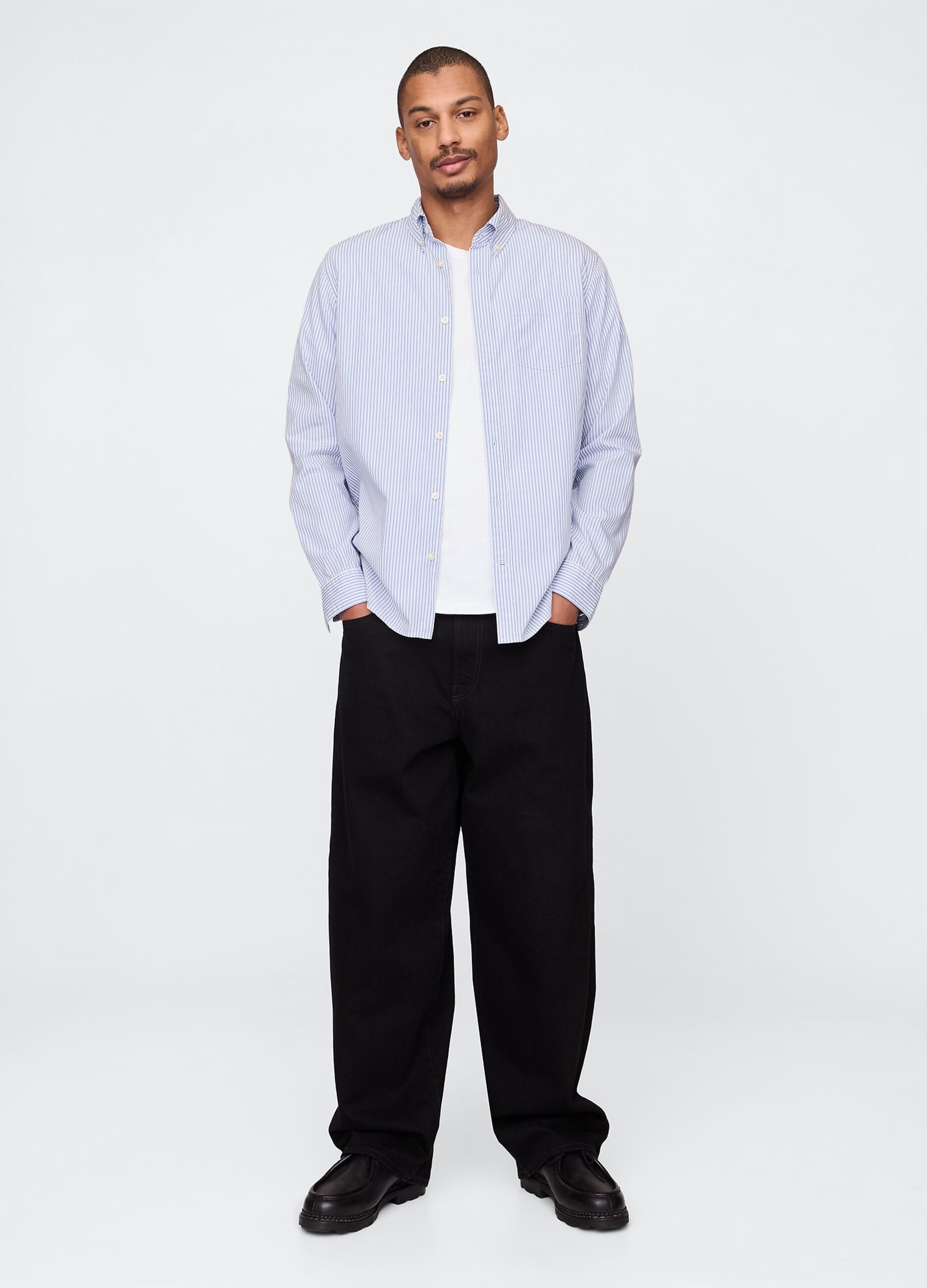 Camicia a righe azzurre in cotone_1