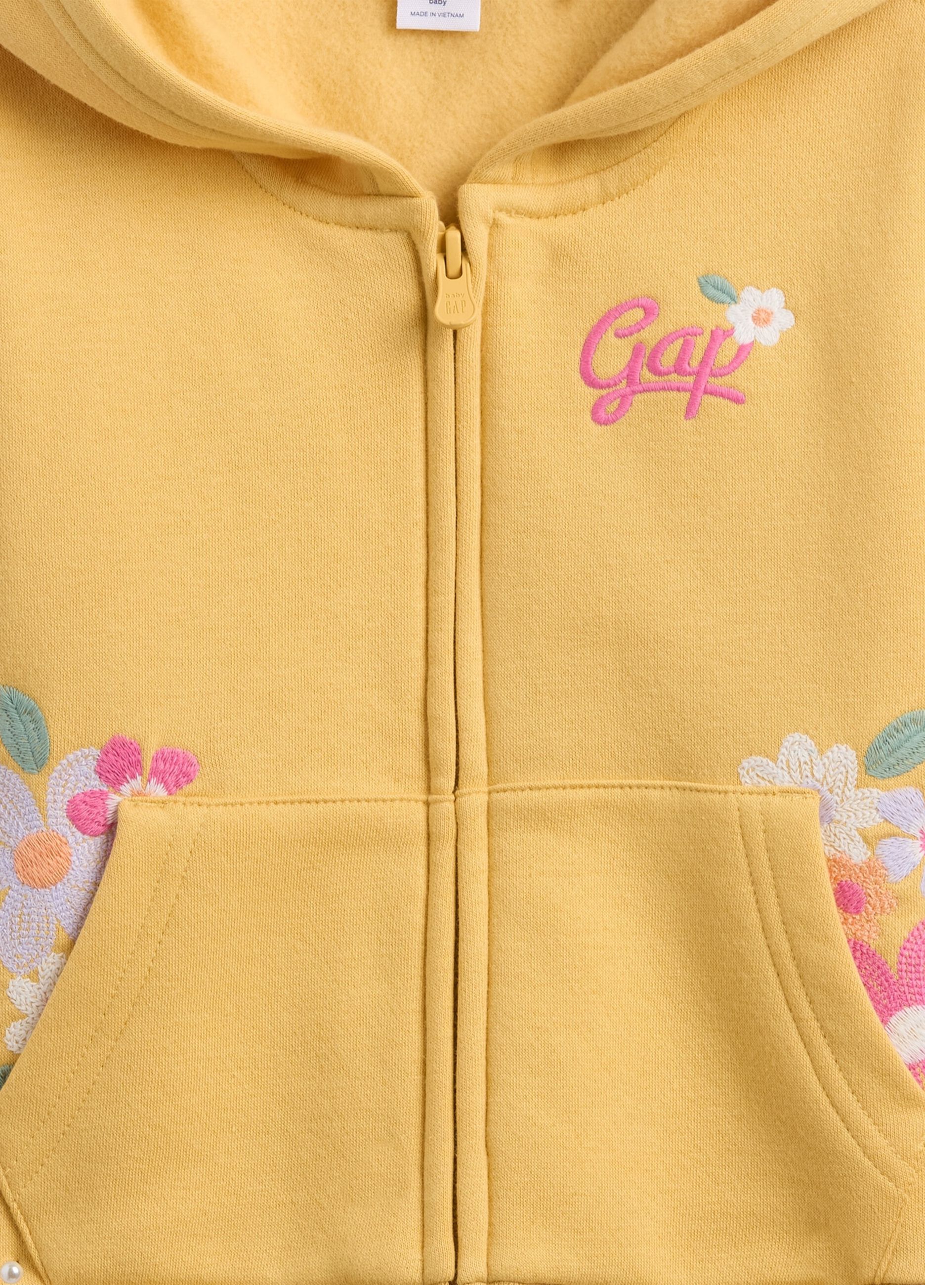 Felpa gialla con cappuccio e zip intera_2