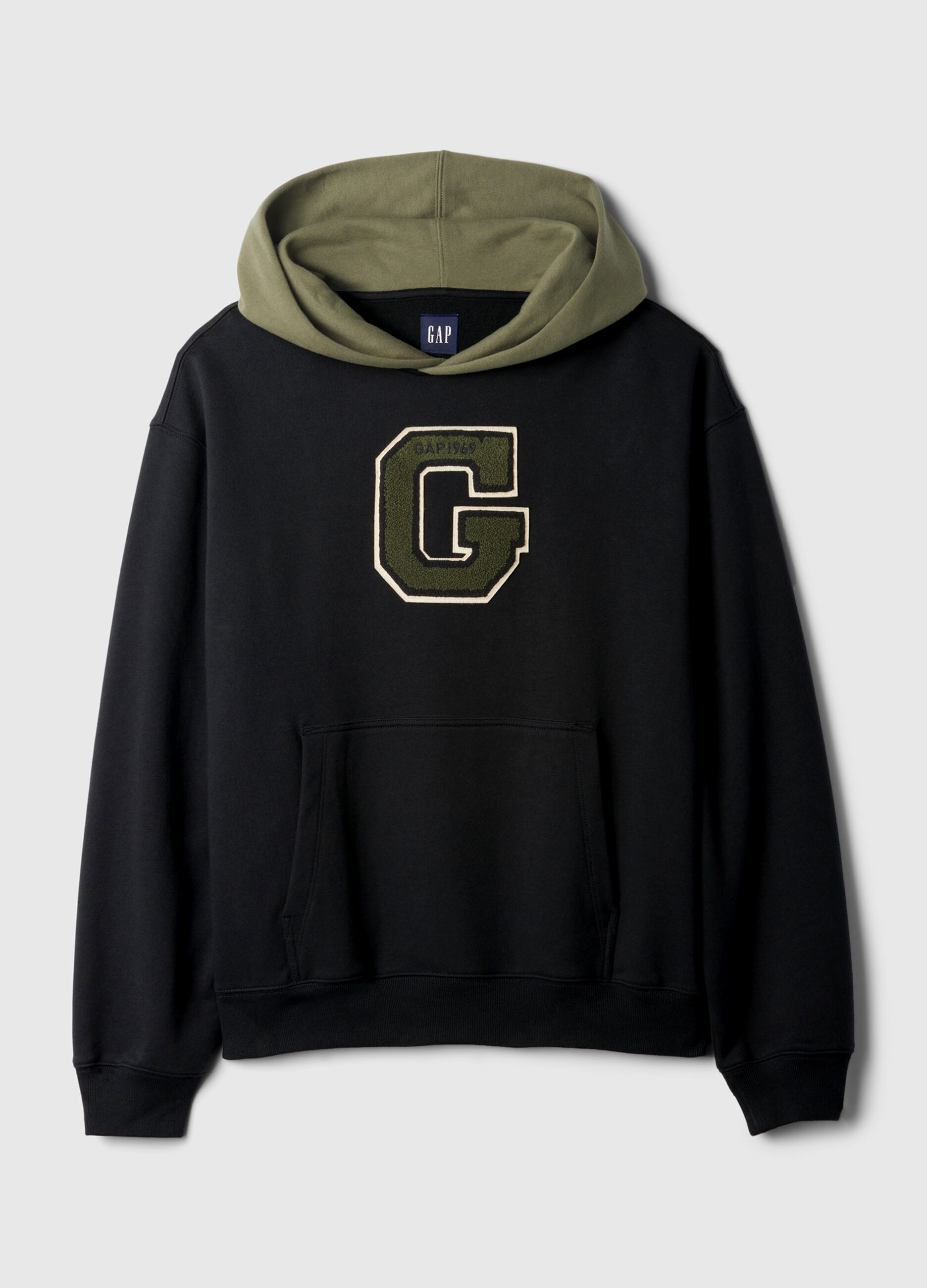 Sweatshirt with contrasting hood and bouclé logo patch_3