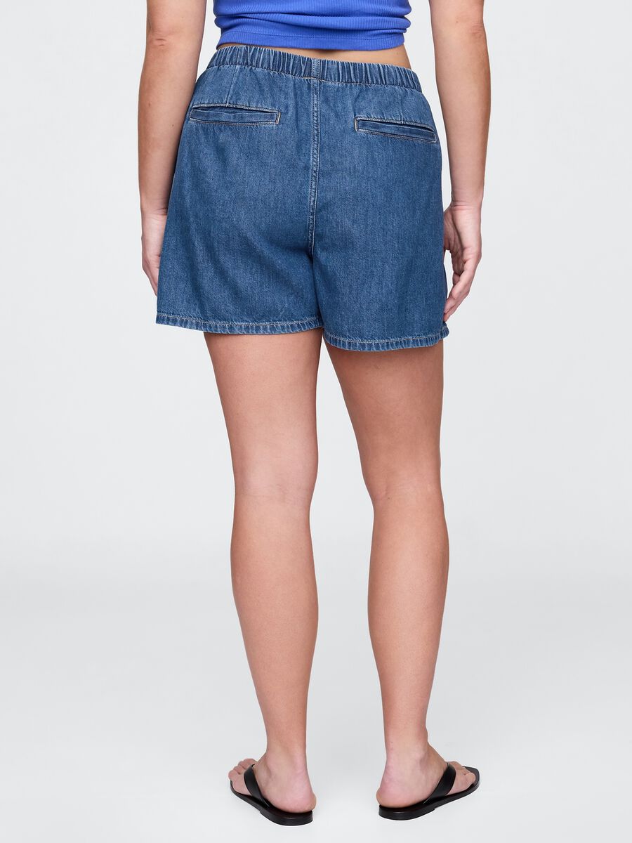 Shorts in denim con elastico in vita Donna_7
