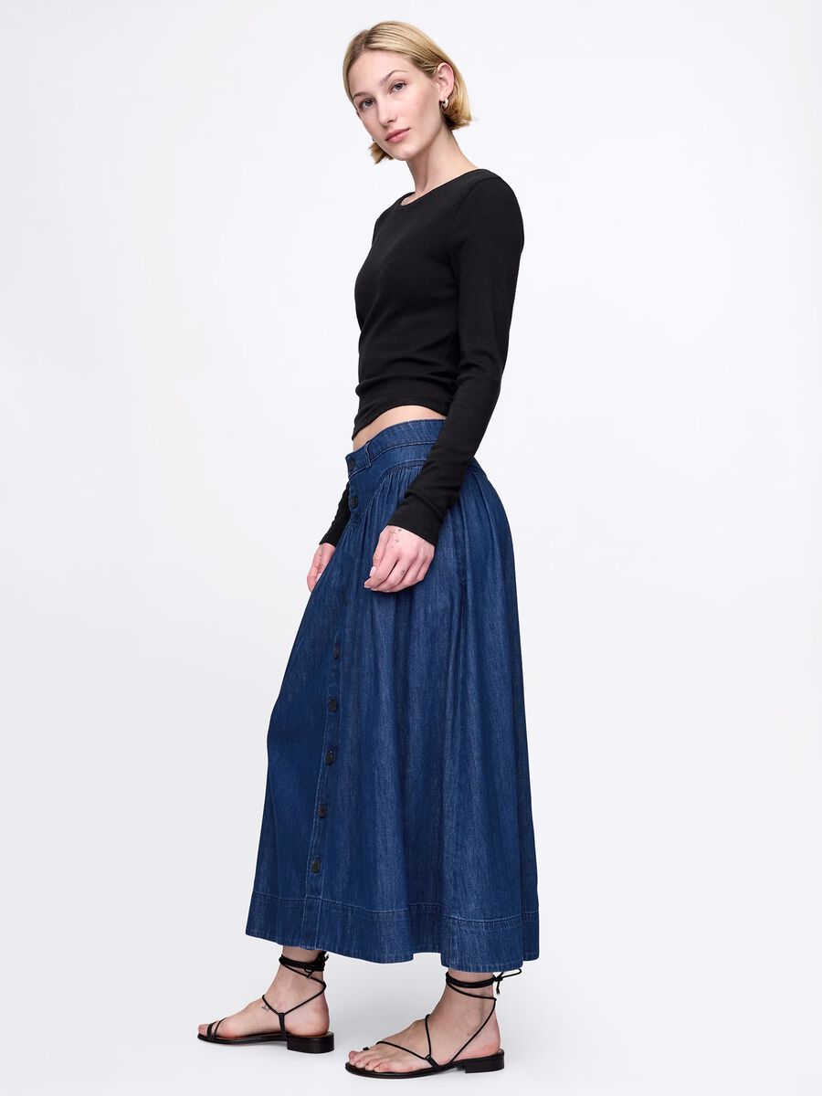 Gap Cotton Denim Long Skirt Woman_0