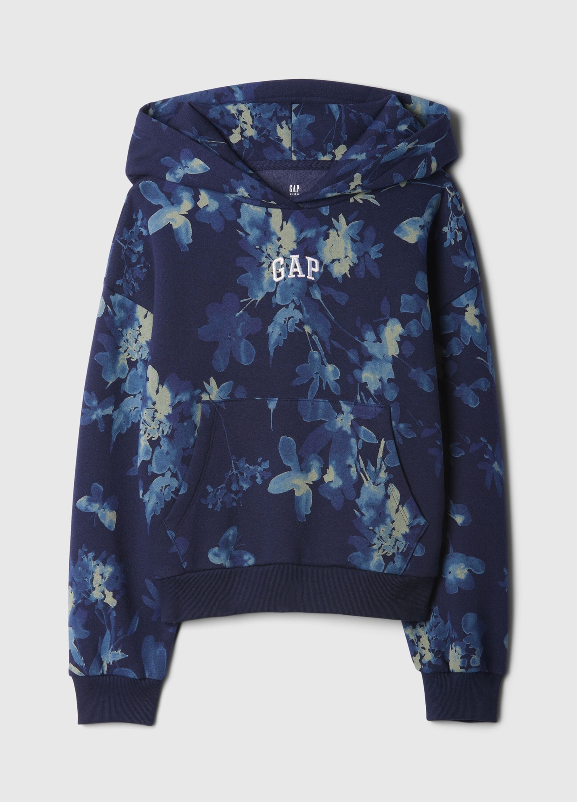 Felpa crop floreale con ricamo logo_3