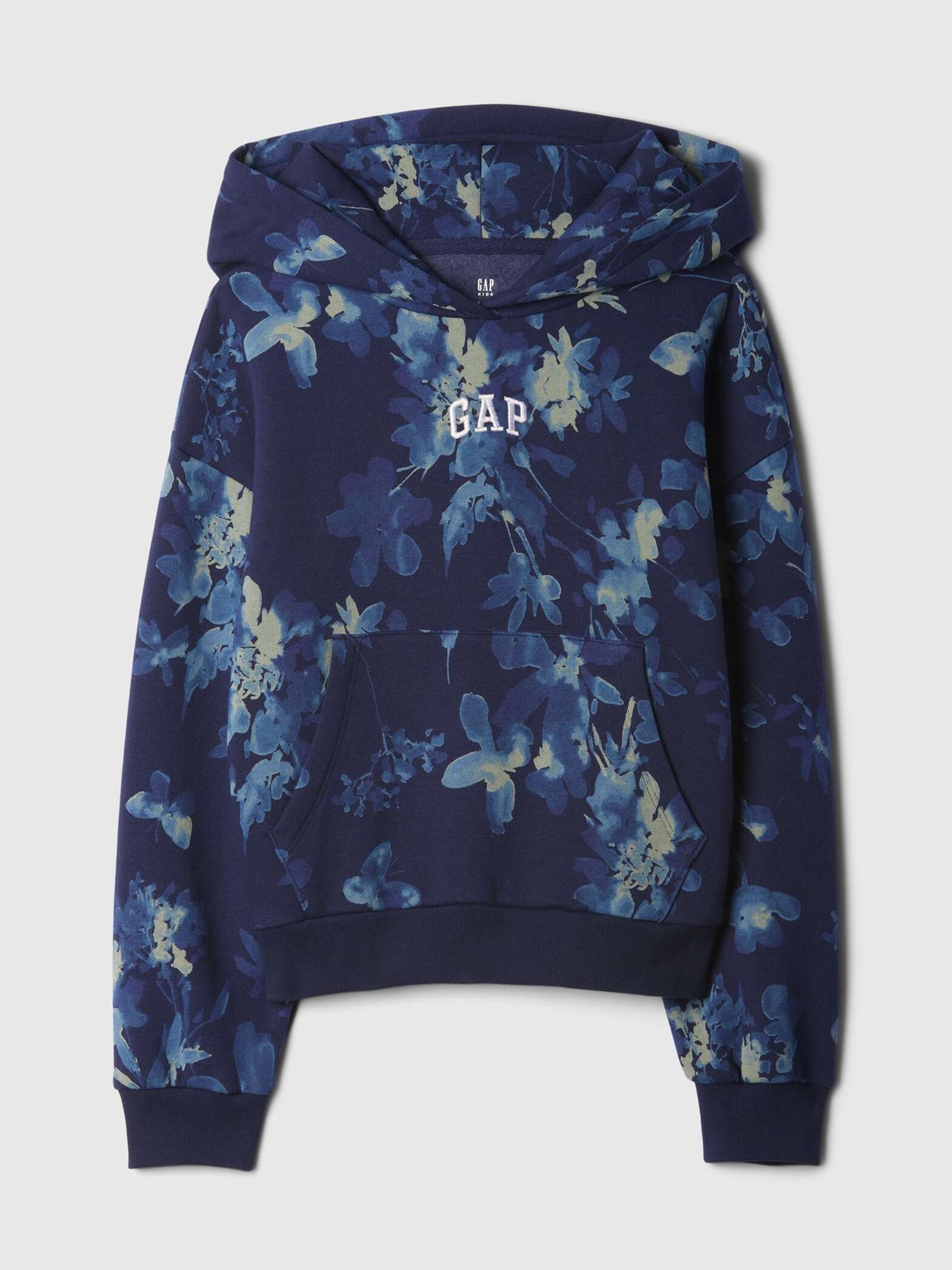 Felpa crop floreale con ricamo logo_3