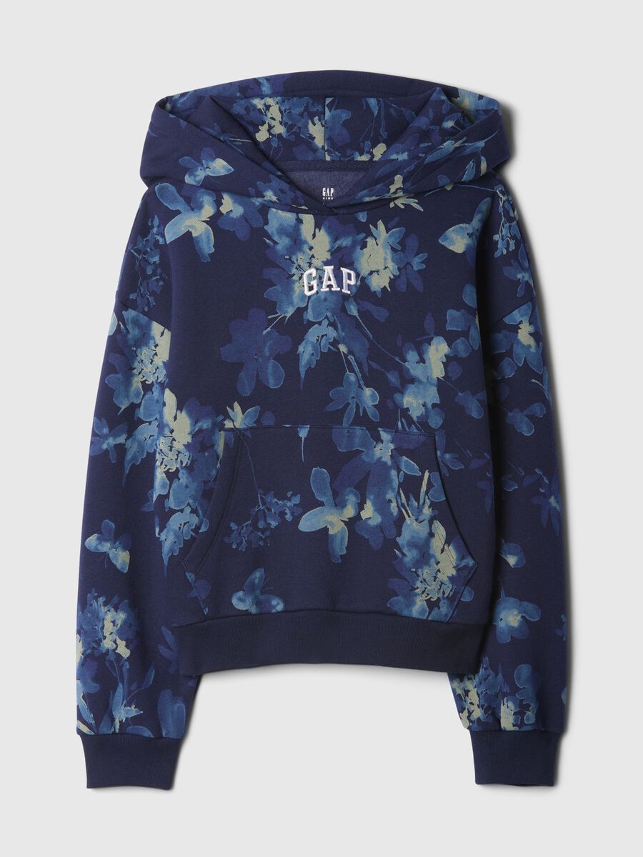 Floral crop sweatshirt with logo embroidery Girl_3