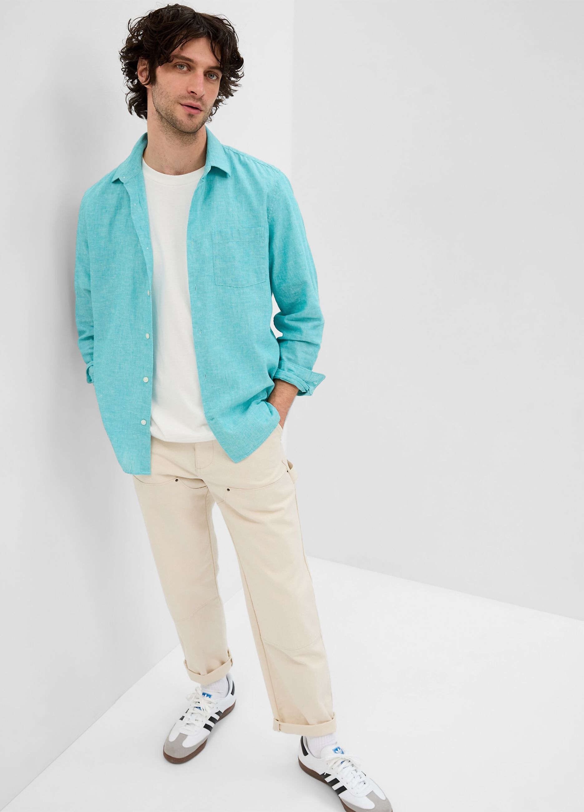 Regular-fit shirt in cotton and linen