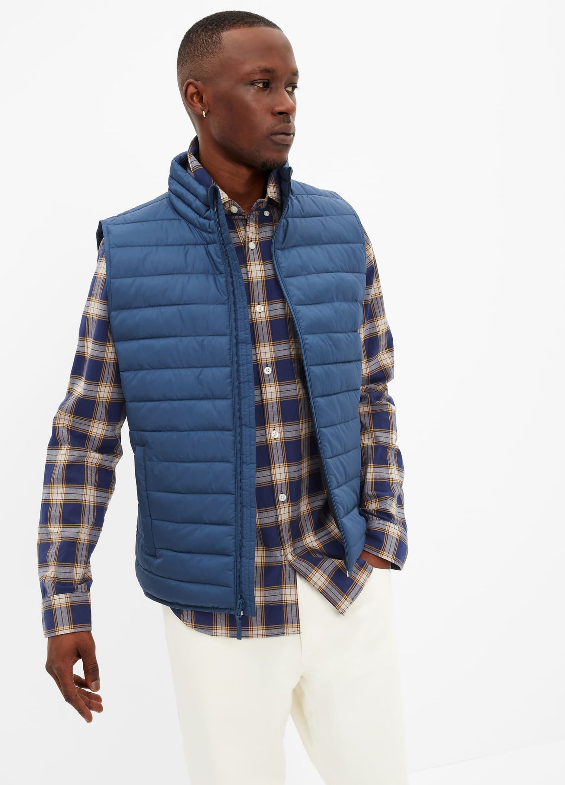 Gilet trapuntato full-zip a collo alto