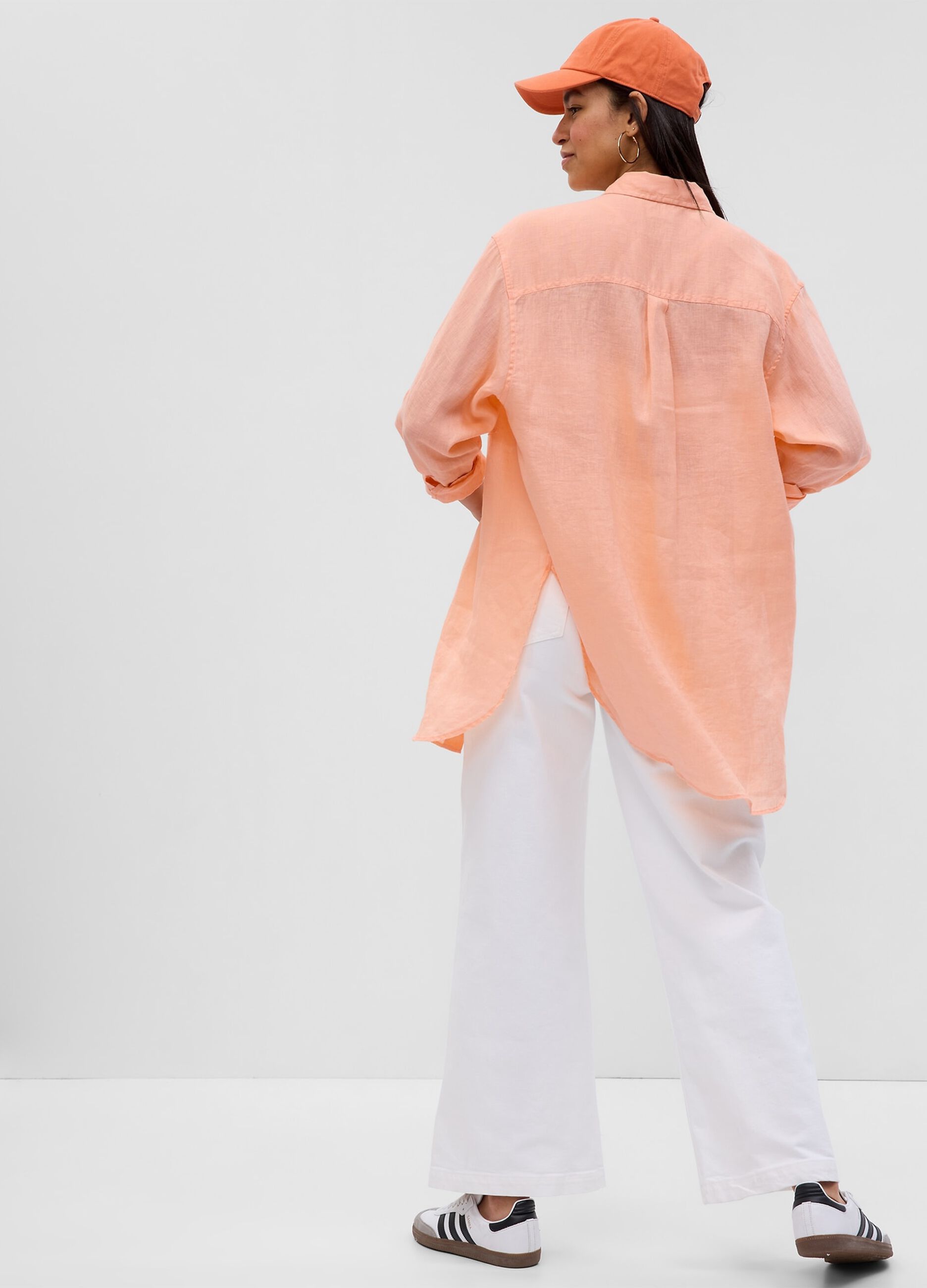 Camicia lunga in lino con tasca_1
