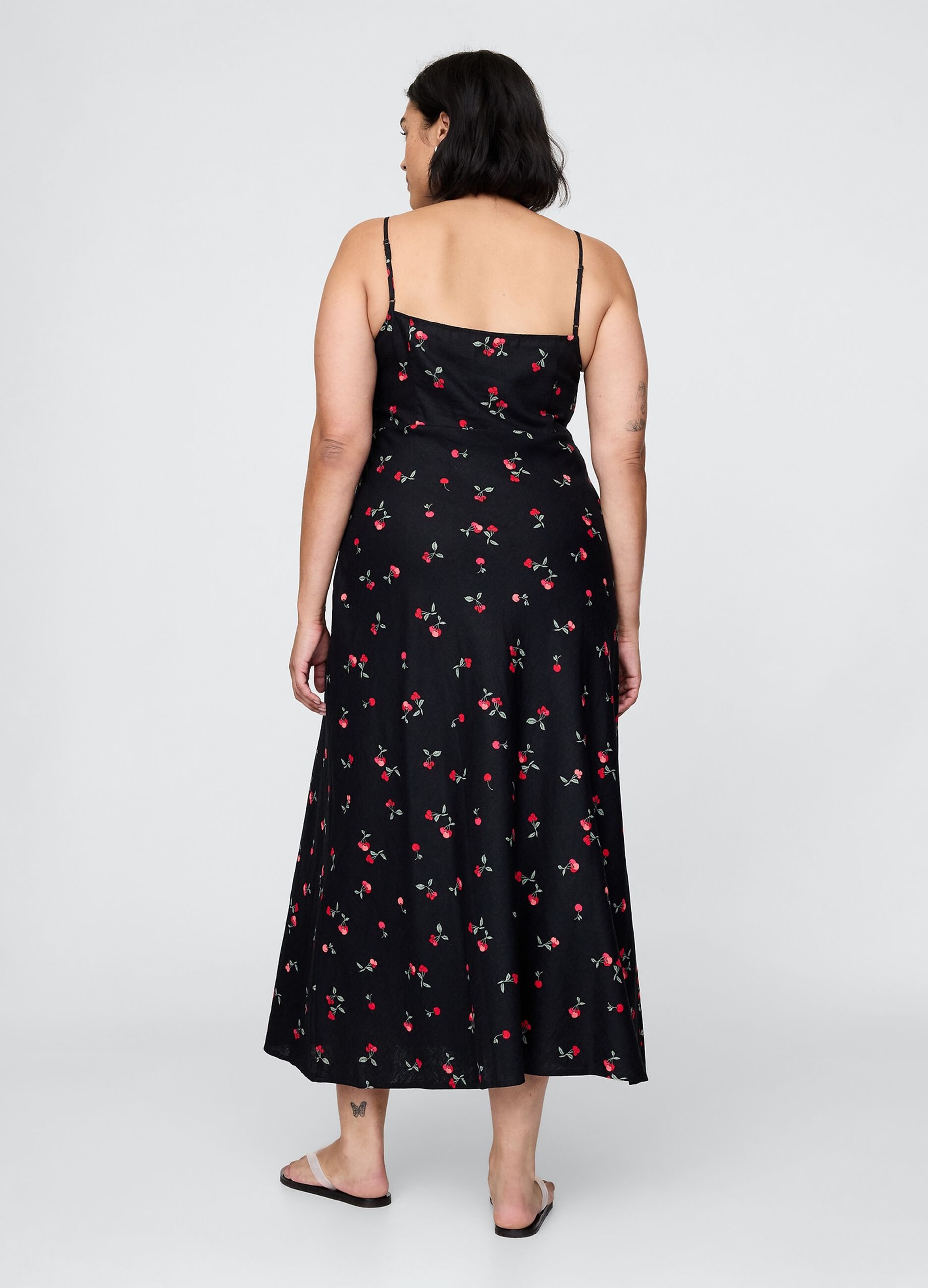 Vestito lungo nero con fantasia floreale_4