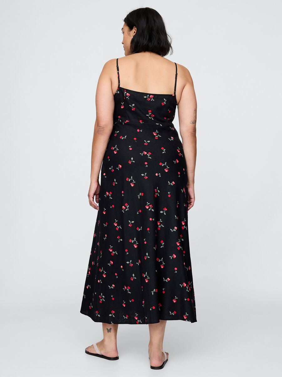 Vestito lungo nero con fantasia floreale Donna_4