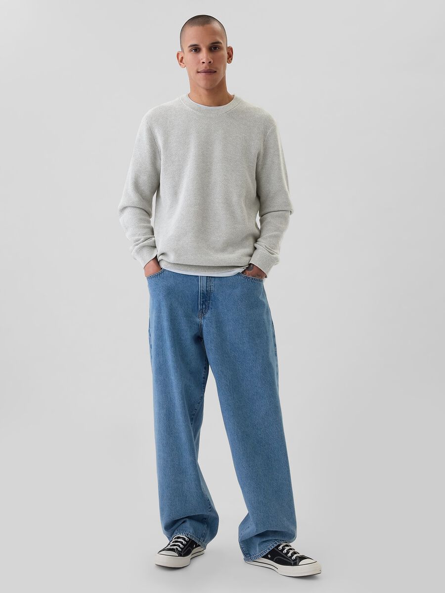 Pullover in cotone con trama a nido d'ape Uomo_1
