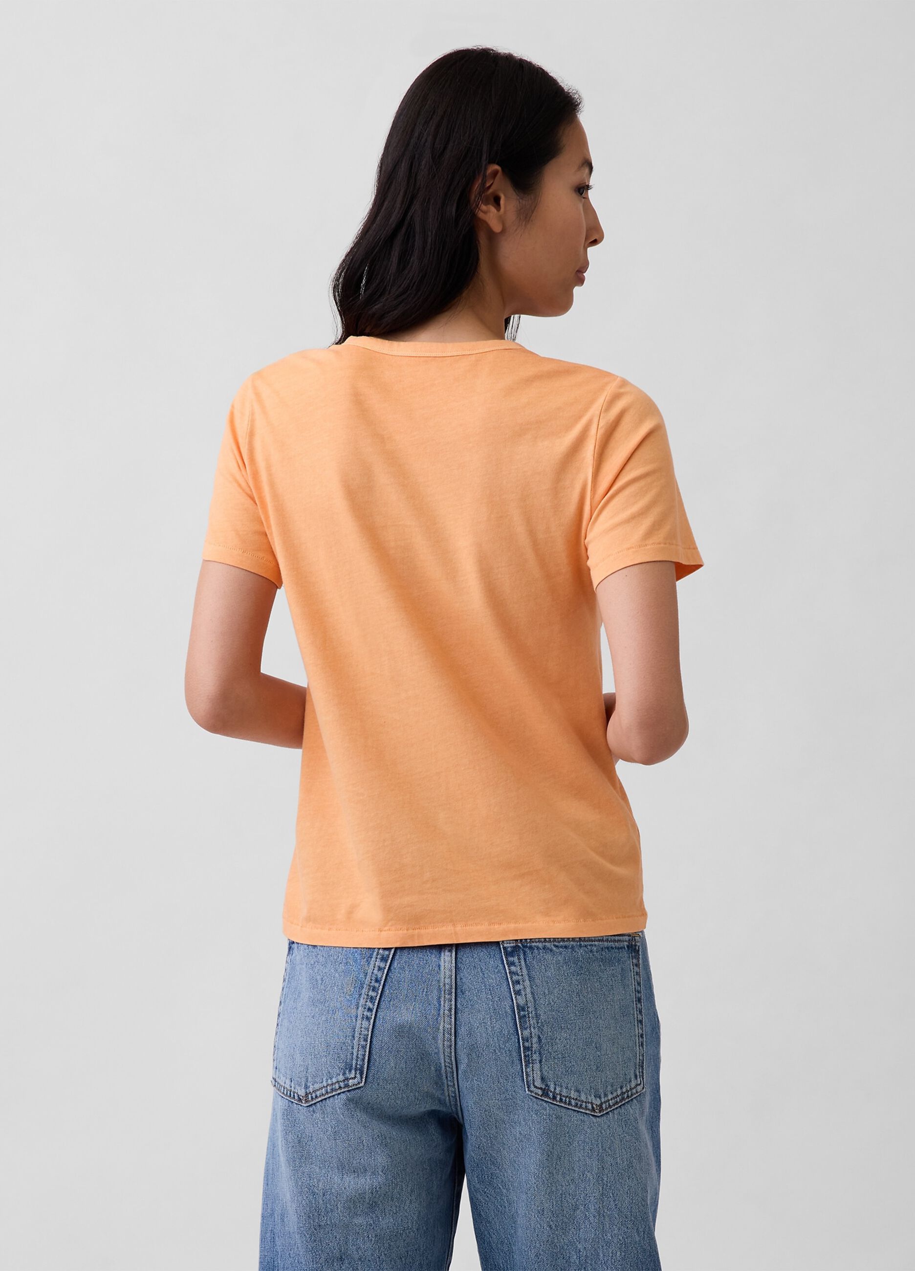 T-shirt girocollo in puro cotone arancione regular fit