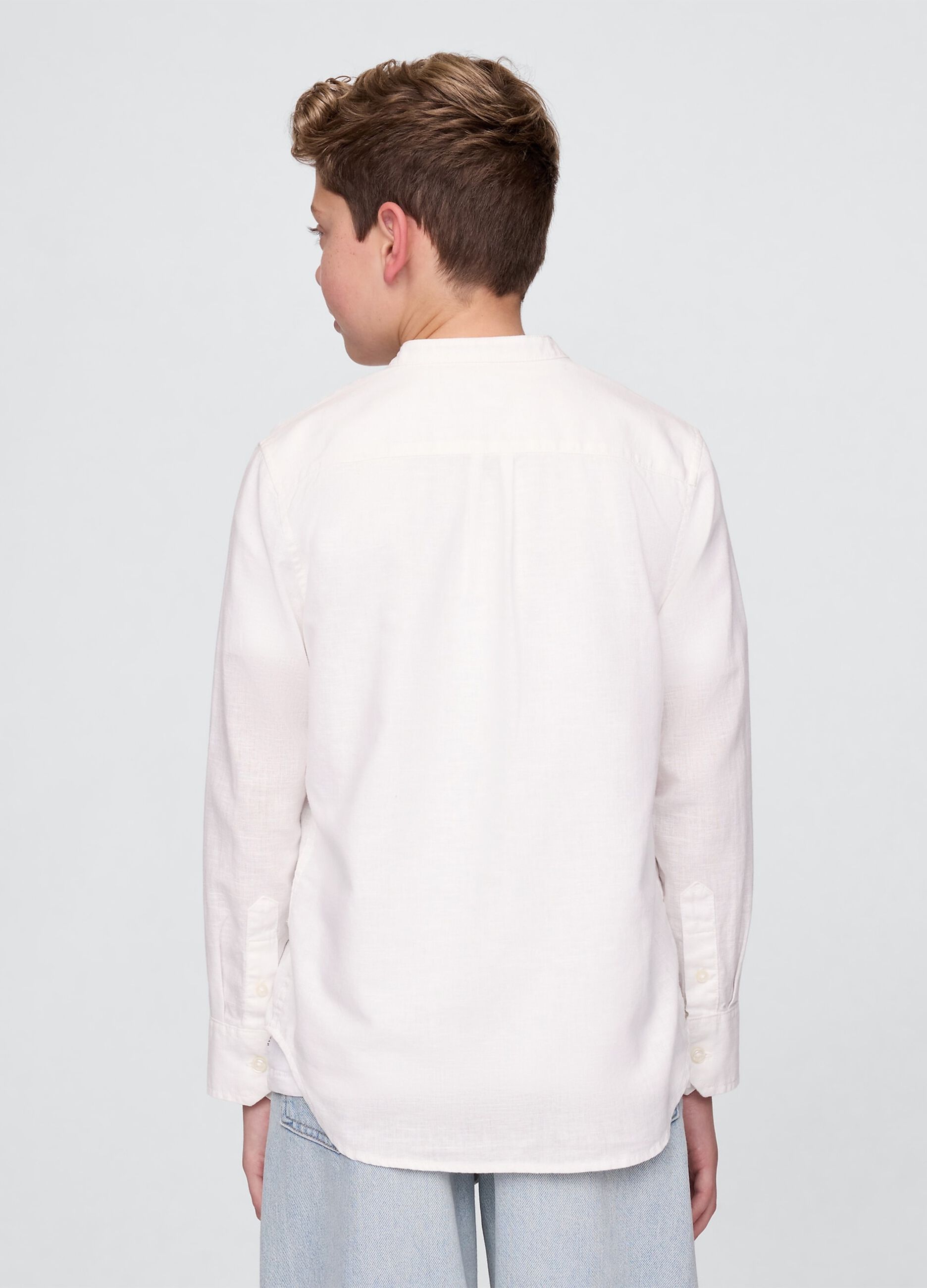 Camicia bianca a maniche lunghe in lino e cotone GAP Kids_2