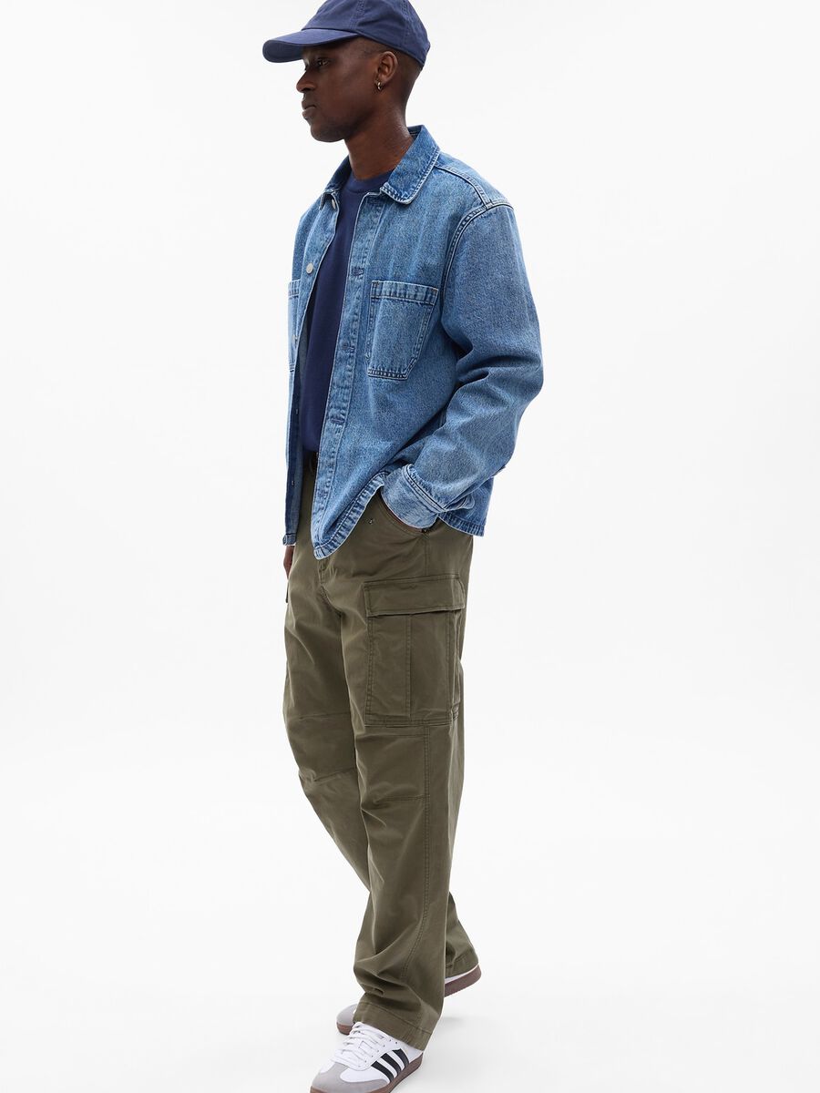 Stretch cotton cargo trousers Man_0