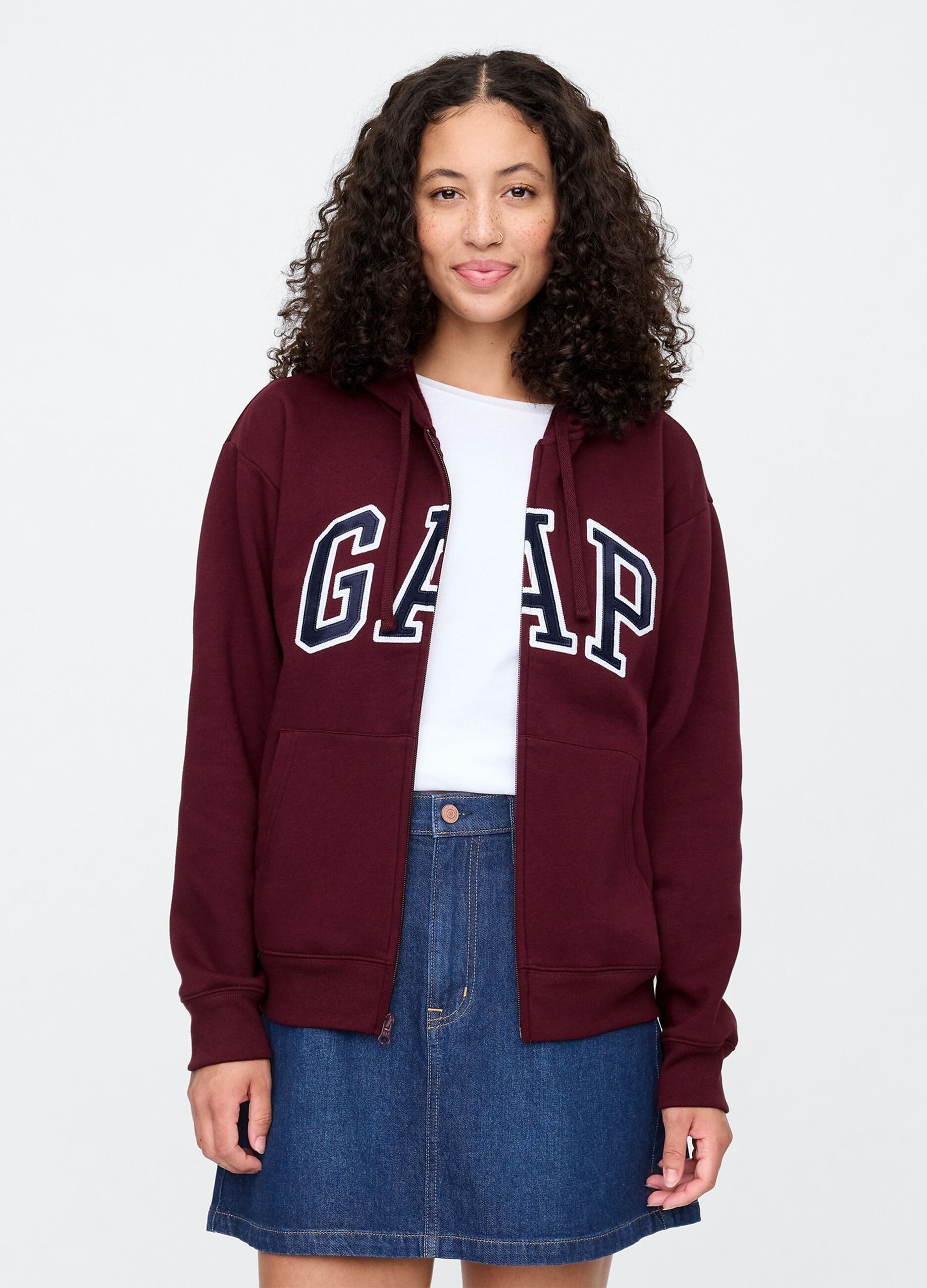 Felpa con logo GAP, cappuccio e zip in misto cotone