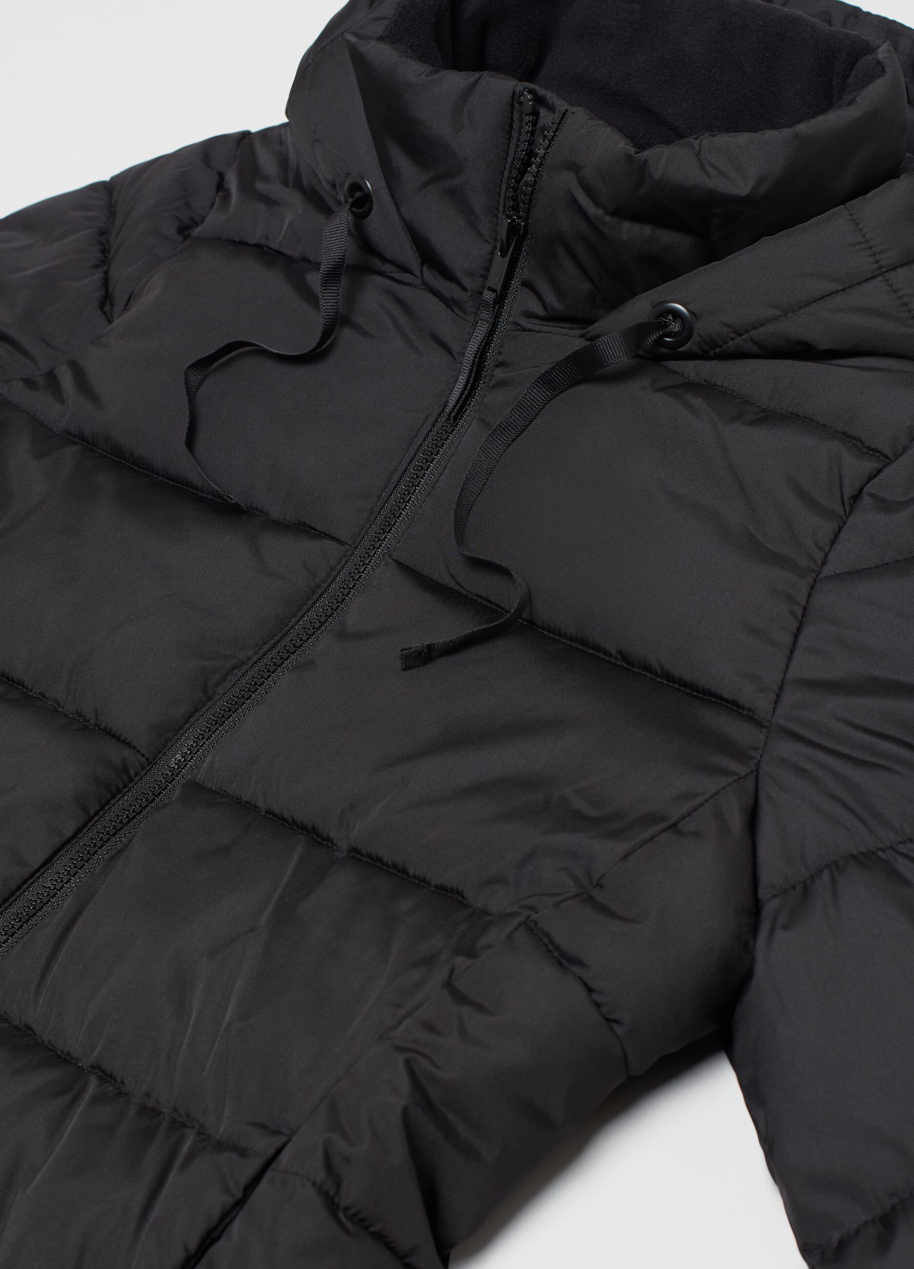 Long quilted down jacket with hood_2