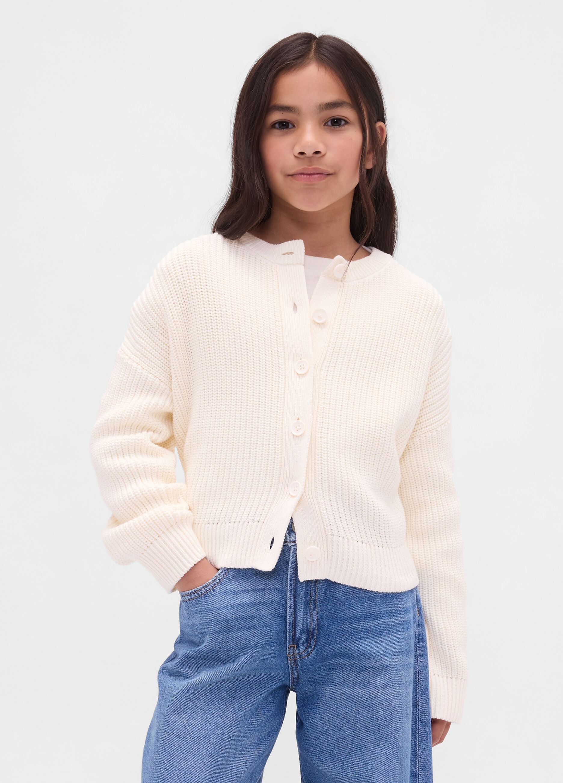 Cardigan bianco in cotone per bambina