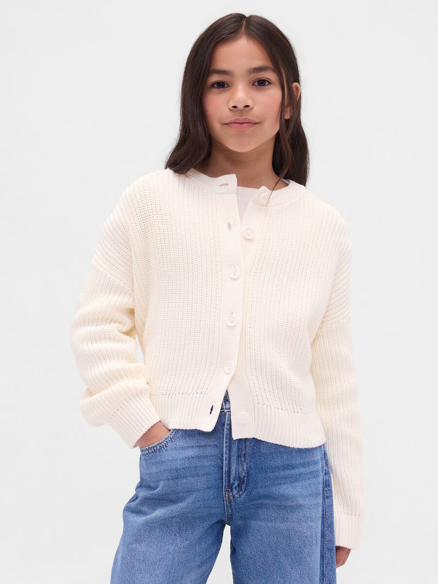 Cardigan bianco in cotone per bambina Bambina_0