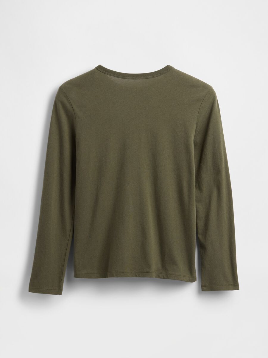T-shirt verde a maniche lunghe in cotone Bambino_1