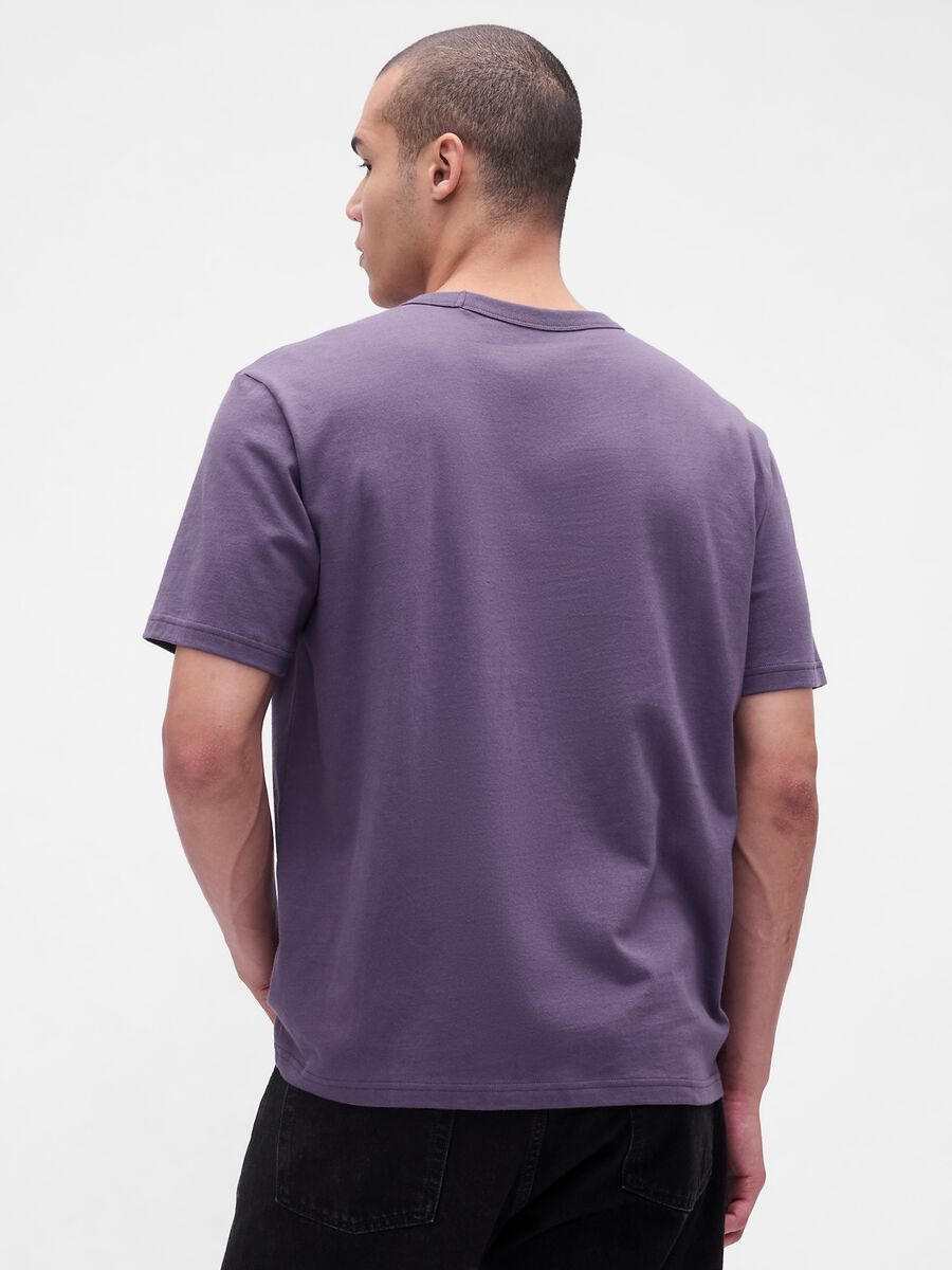 Purple short-sleeve cotton T-shirt Man_1