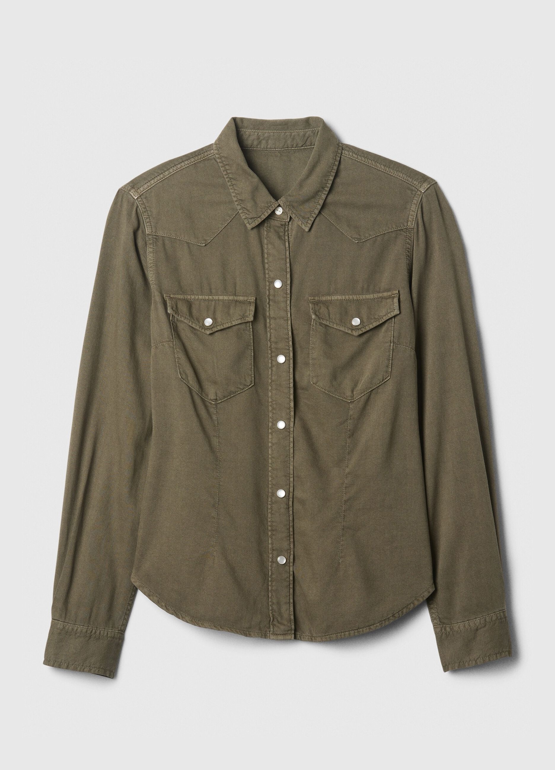 Camicia western in denim con bottoni perlati_4