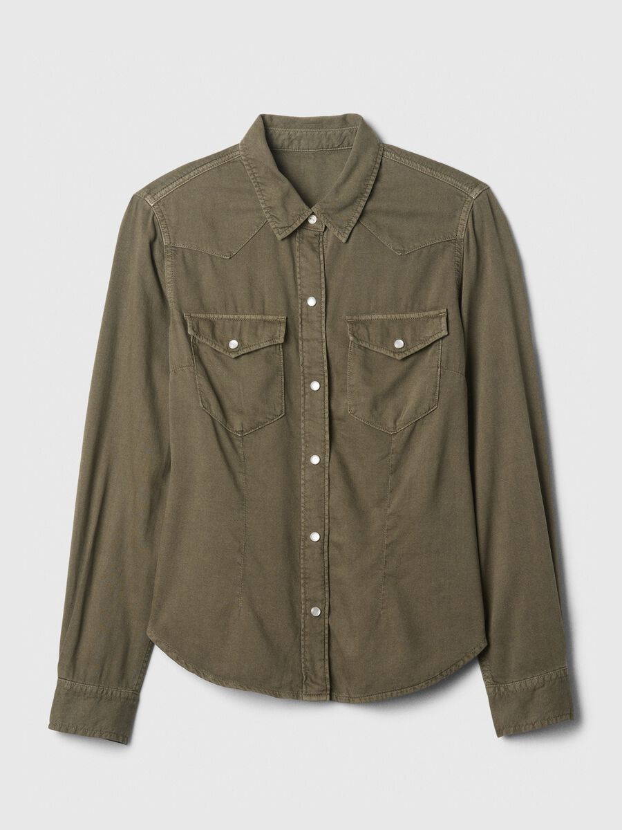 Western shirt in denim with pearl buttons Woman_4