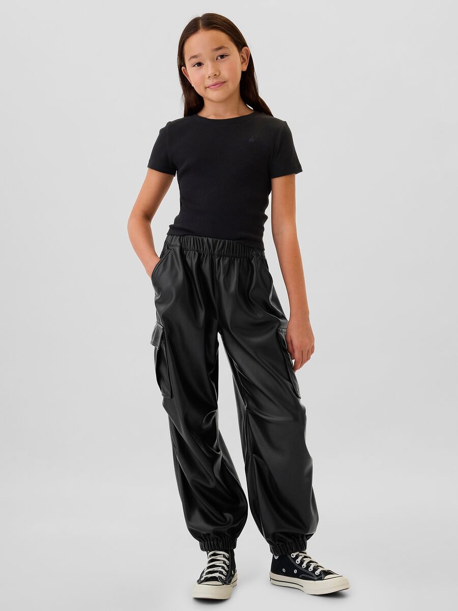 Pantalone parachute cargo effetto lucido Bambina_0