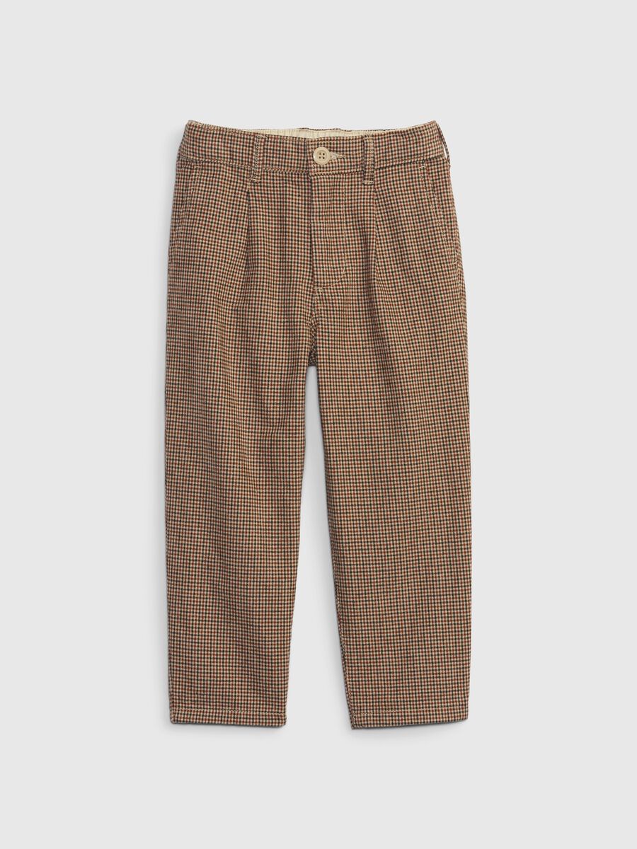 Pantaloni chino in cotone tartan Bimbo_0