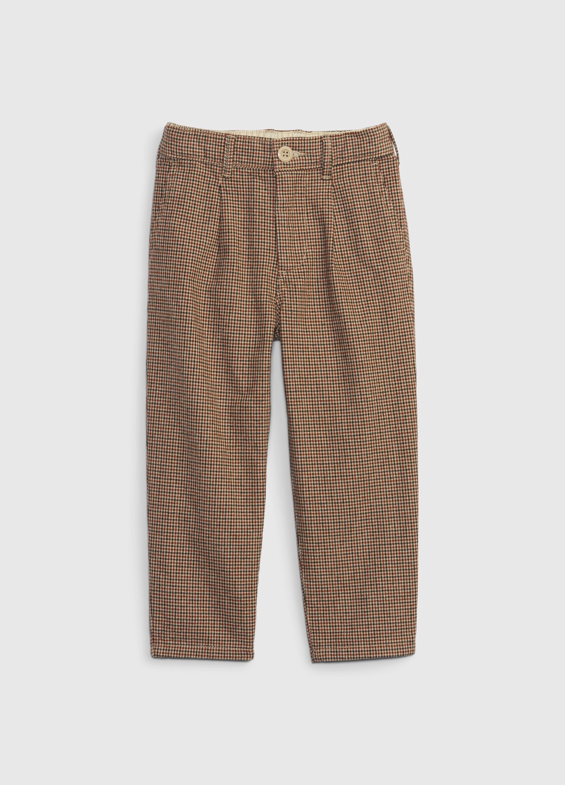 Pantaloni chino in cotone tartan