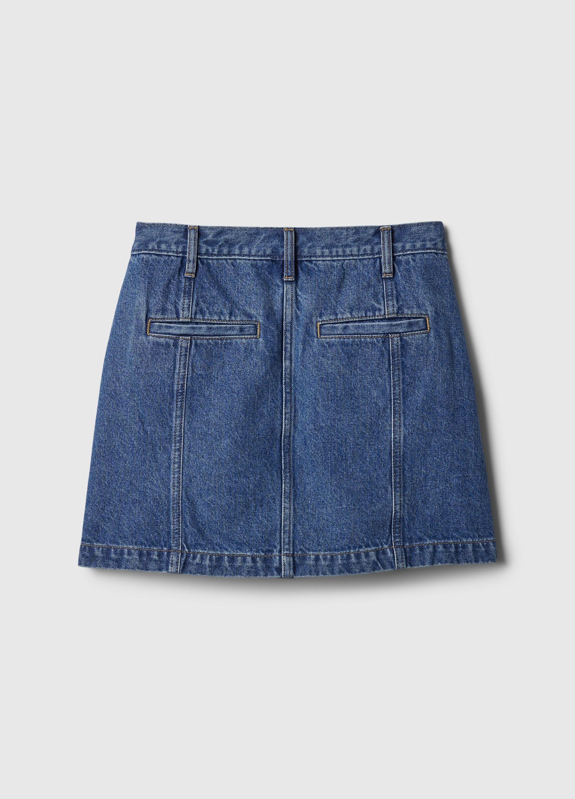 Gonna corta cargo in denim_4