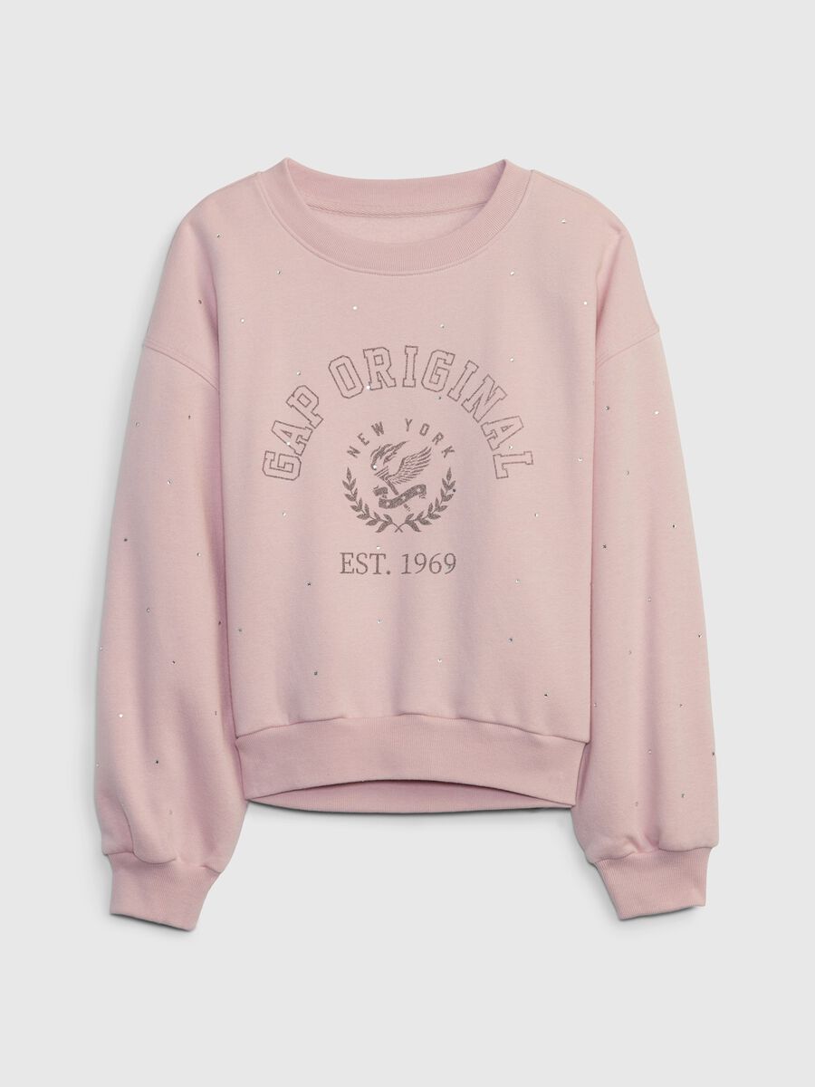 Sweatshirt with logo print and diamantés Girl_0
