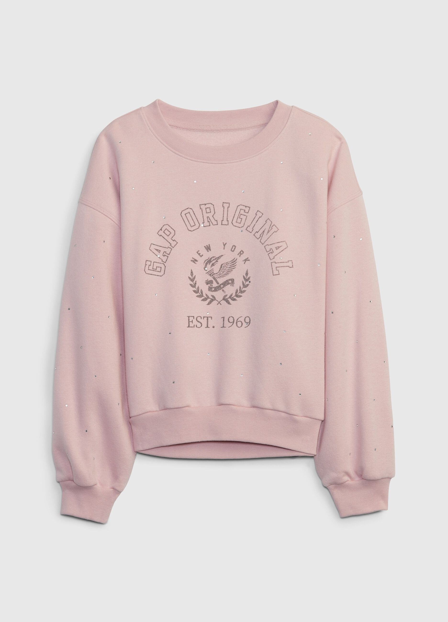 Sweatshirt with logo print and diamantés