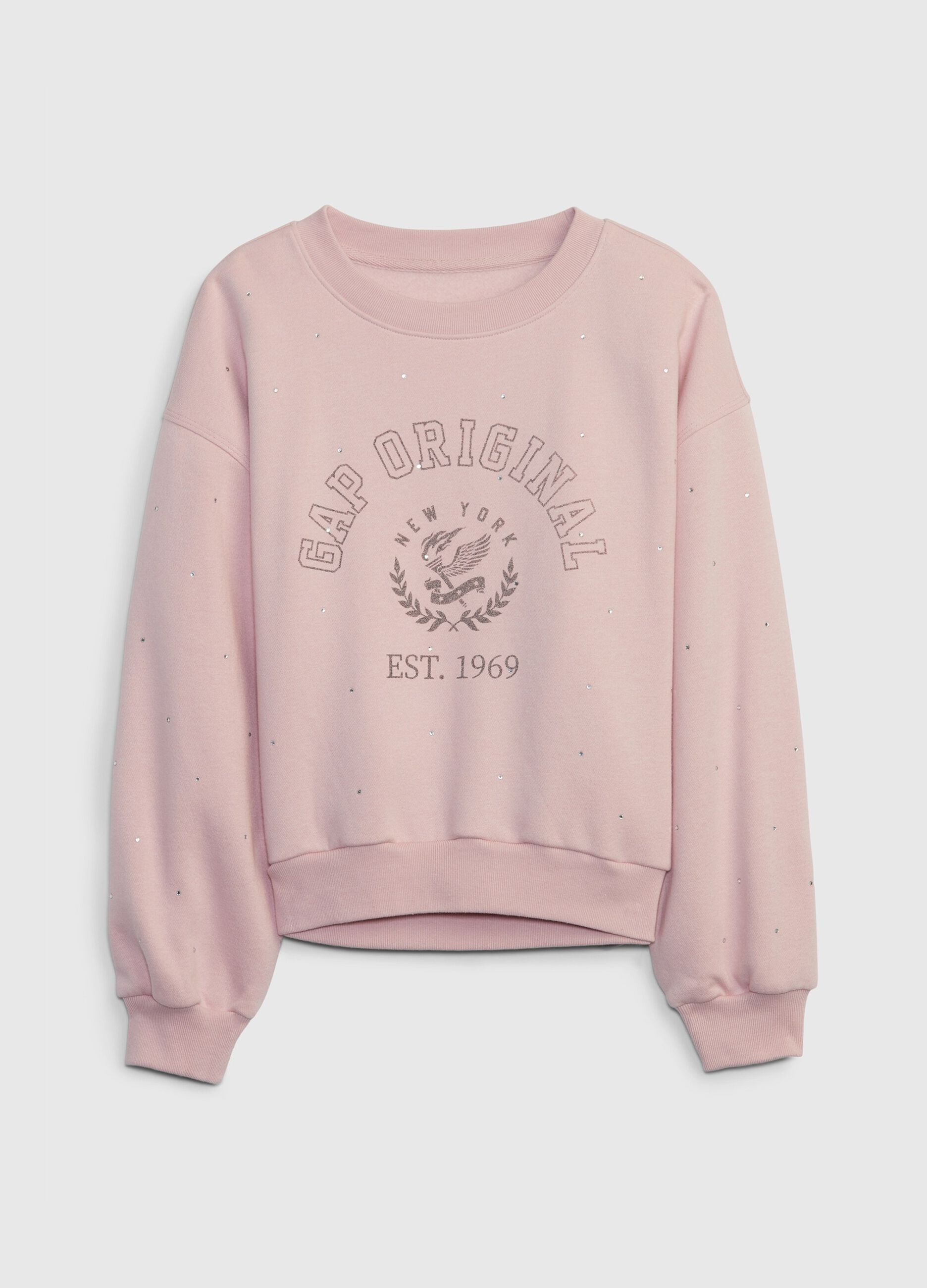 Felpa con stampa logo e strass