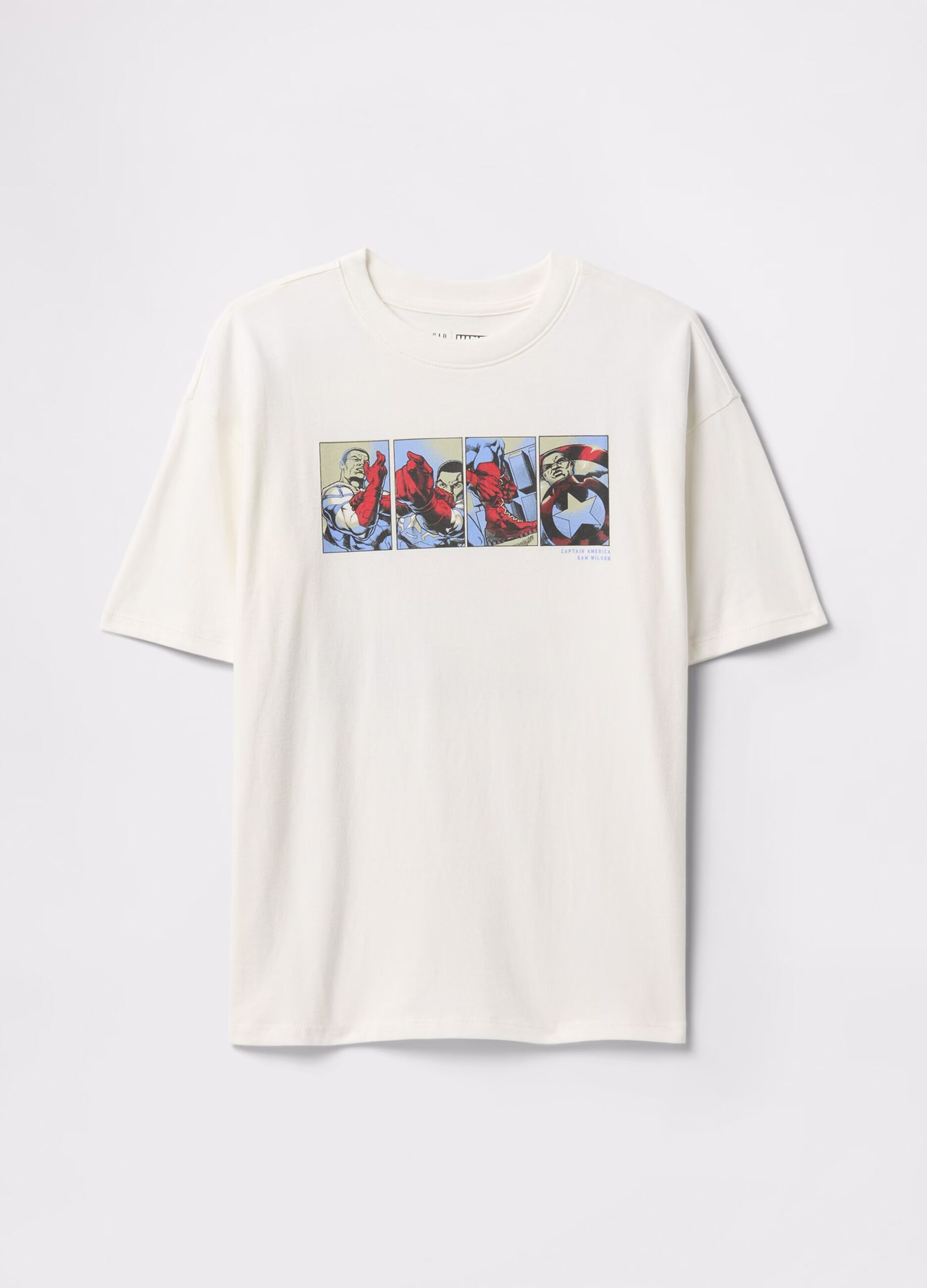 T-shirt bianca in cotone stampa Captain America