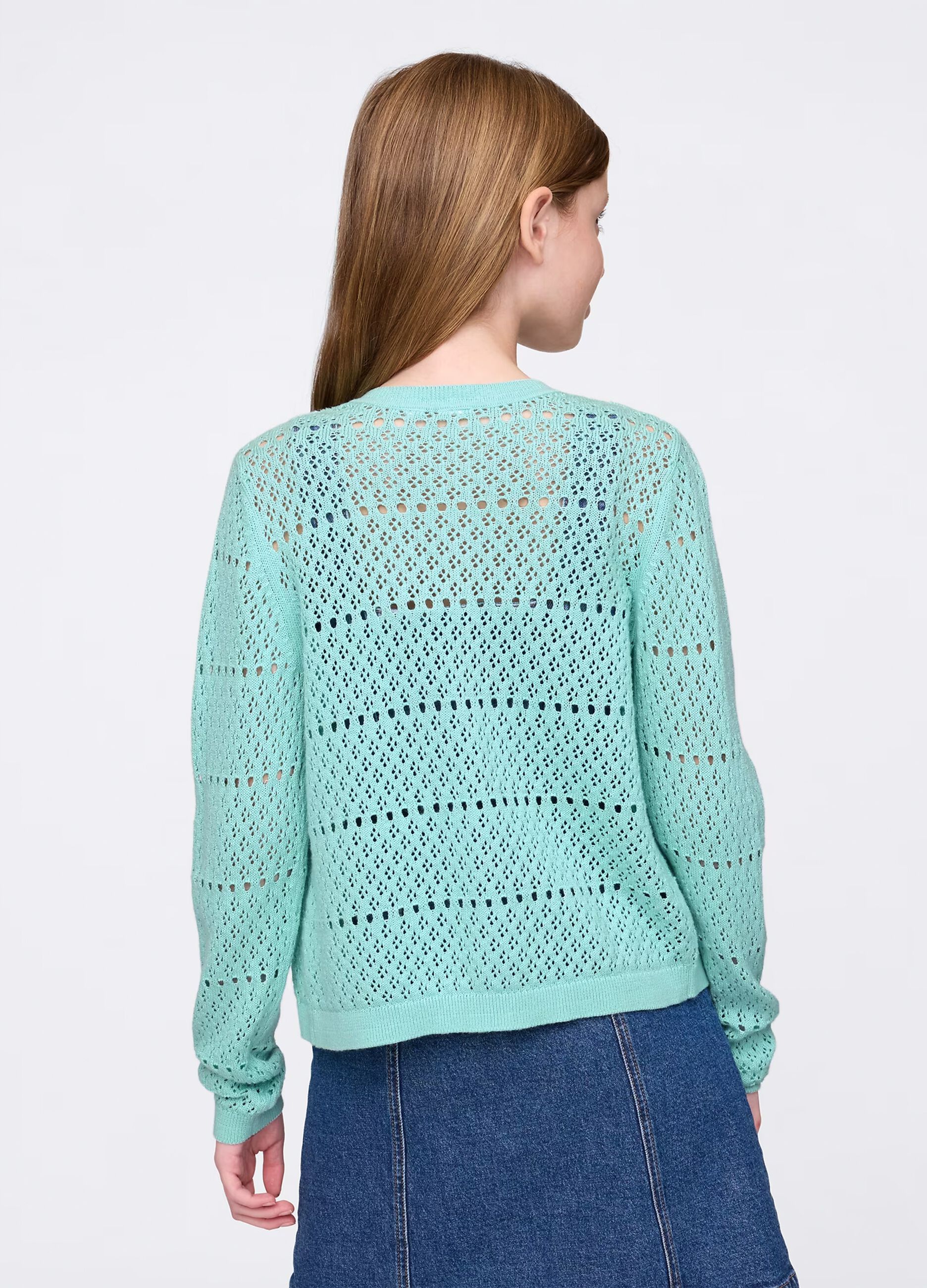 Cardigan verde con lavorazione traforata_2