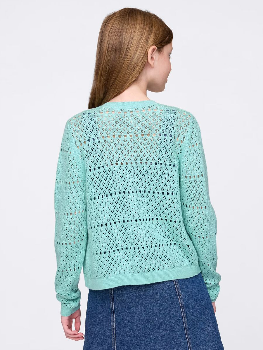Cardigan verde con lavorazione traforata Bambina_2