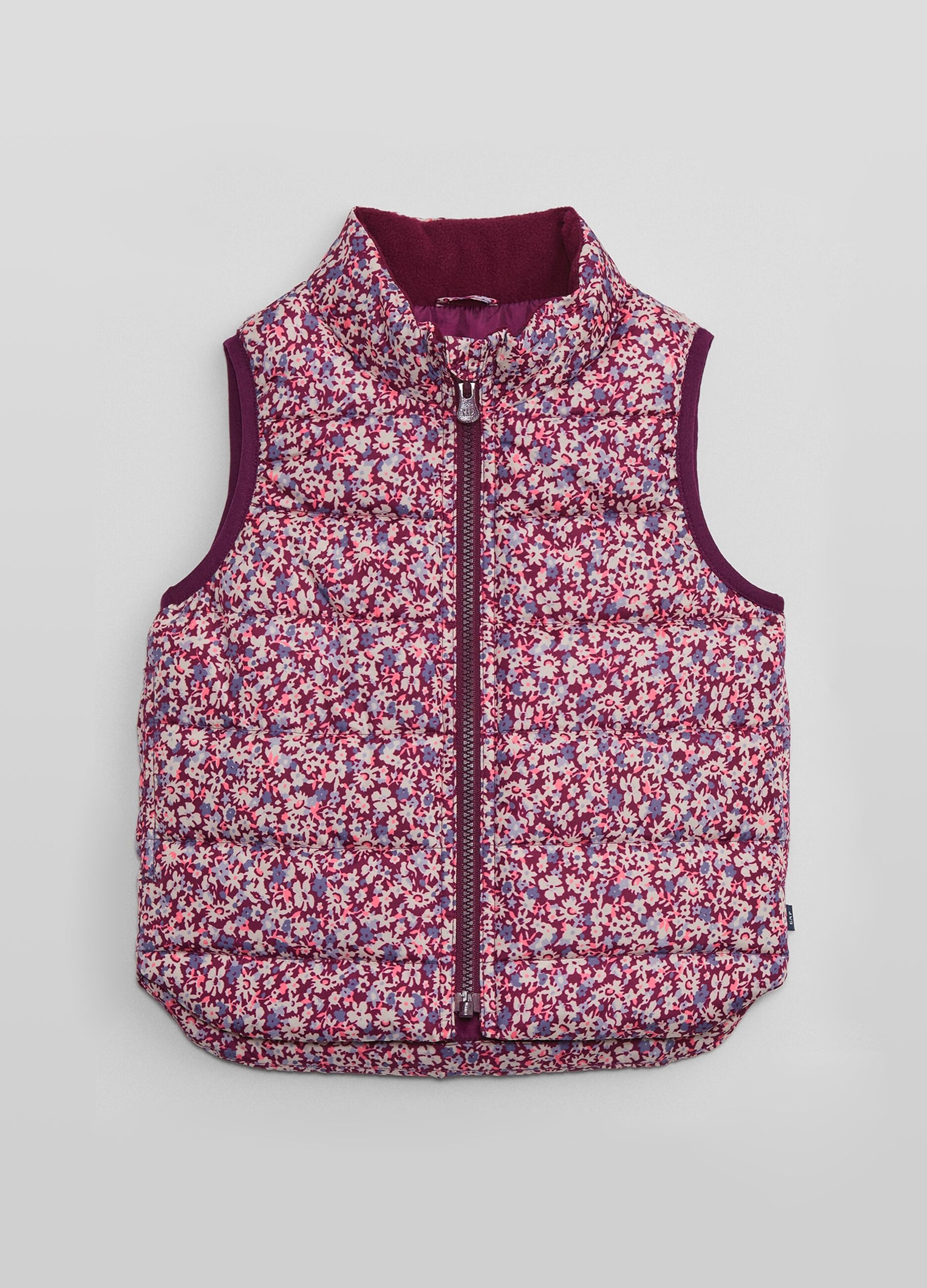 Quilted full-zip gilet with print