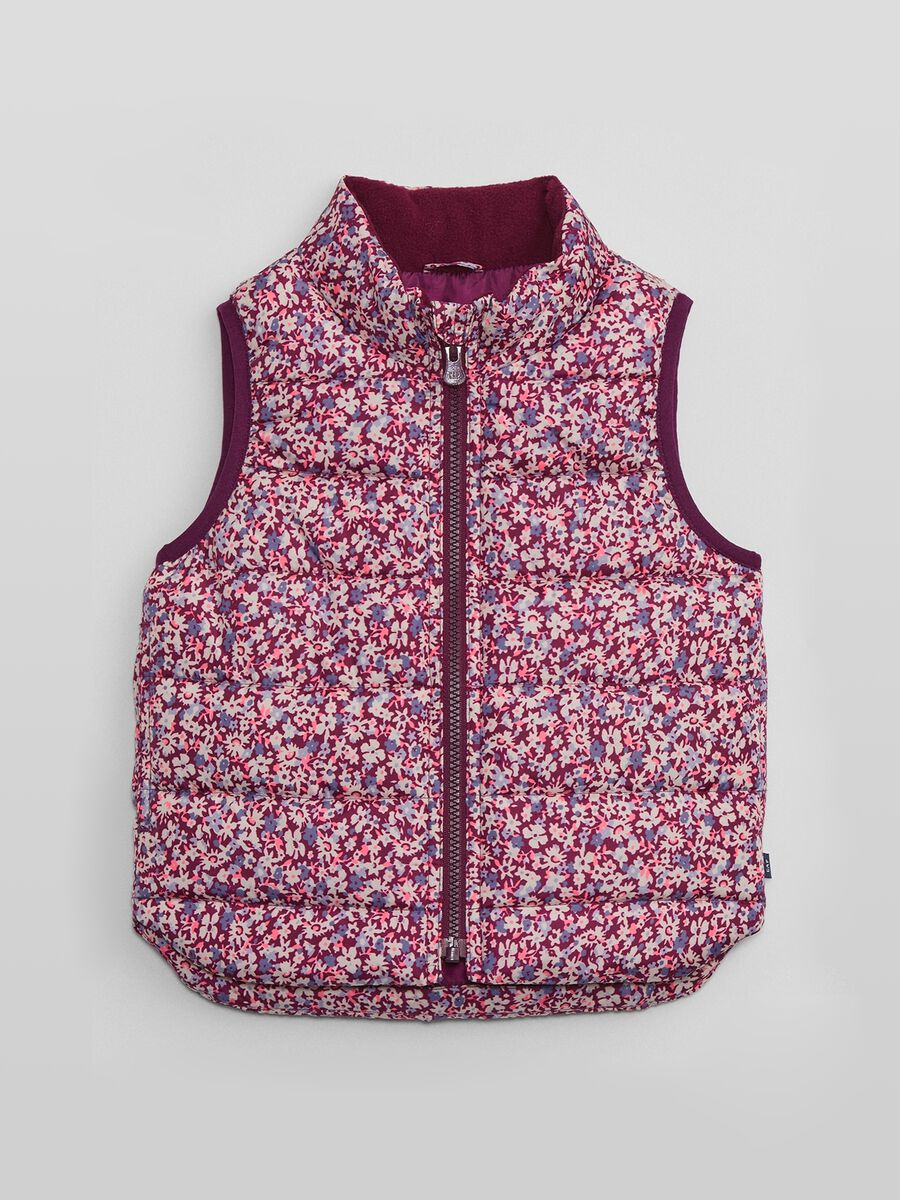 Quilted full-zip gilet with print Baby Girl_0