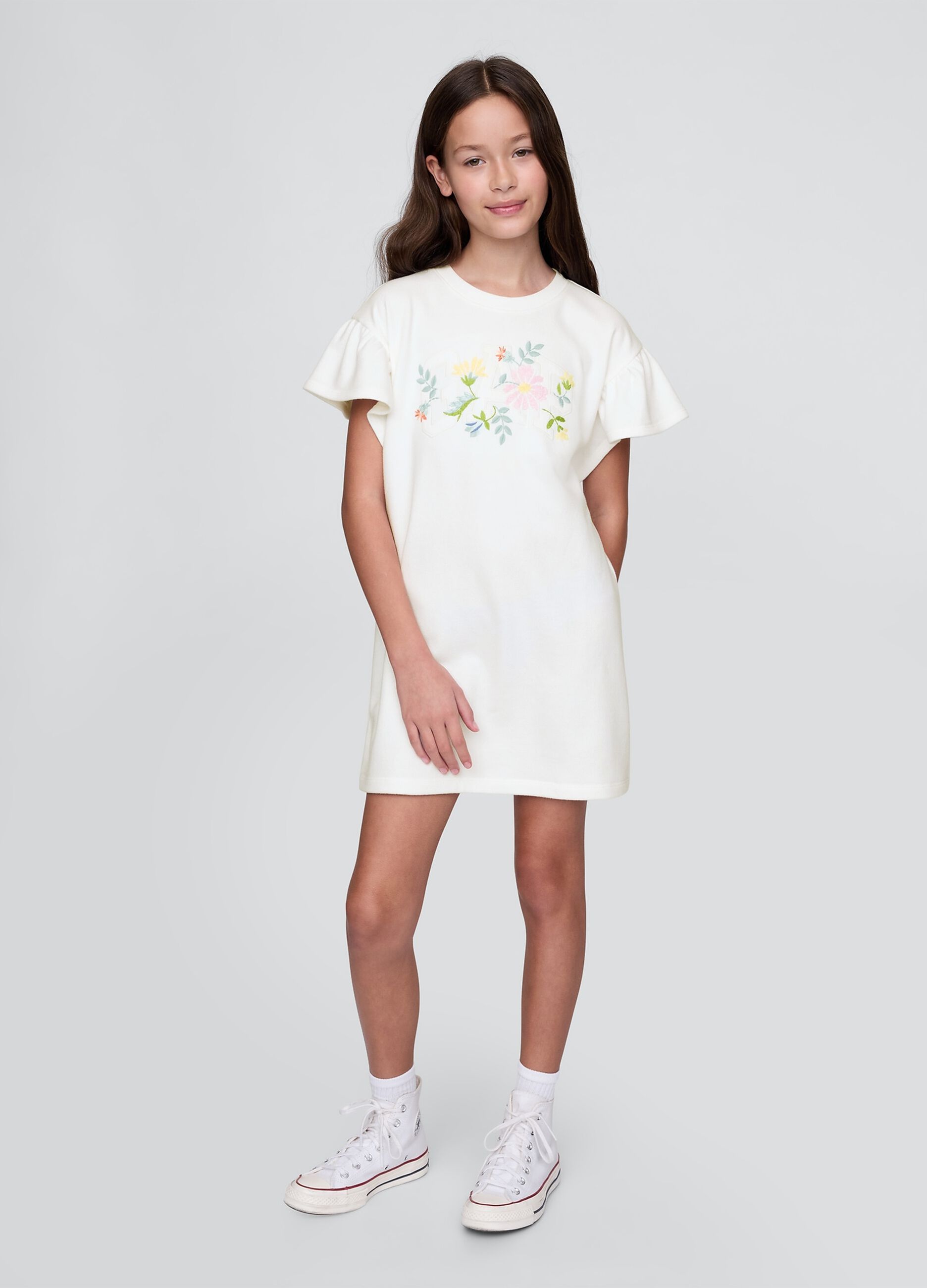 Abito bianco con stampa floreale GAP Kids