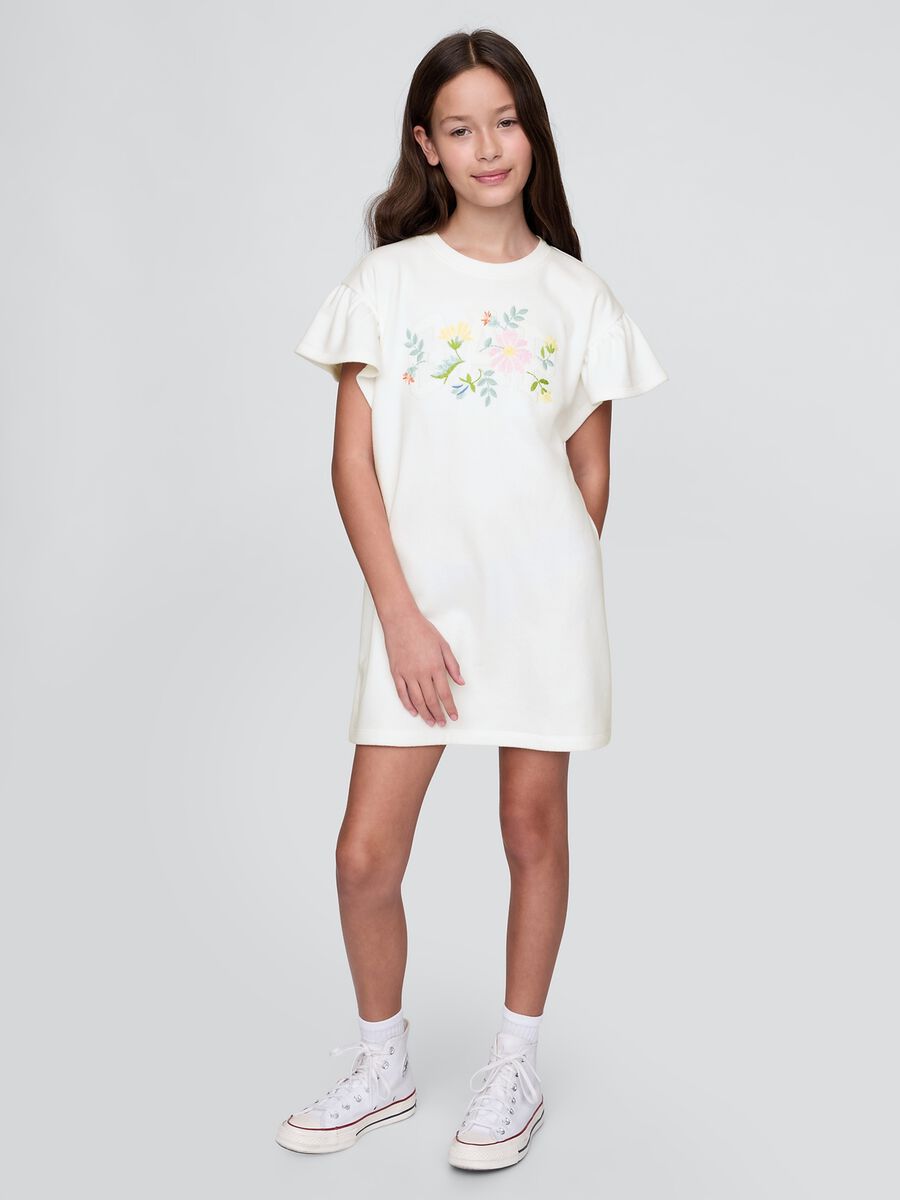 White dress with floral print GAP Kids Girl_0