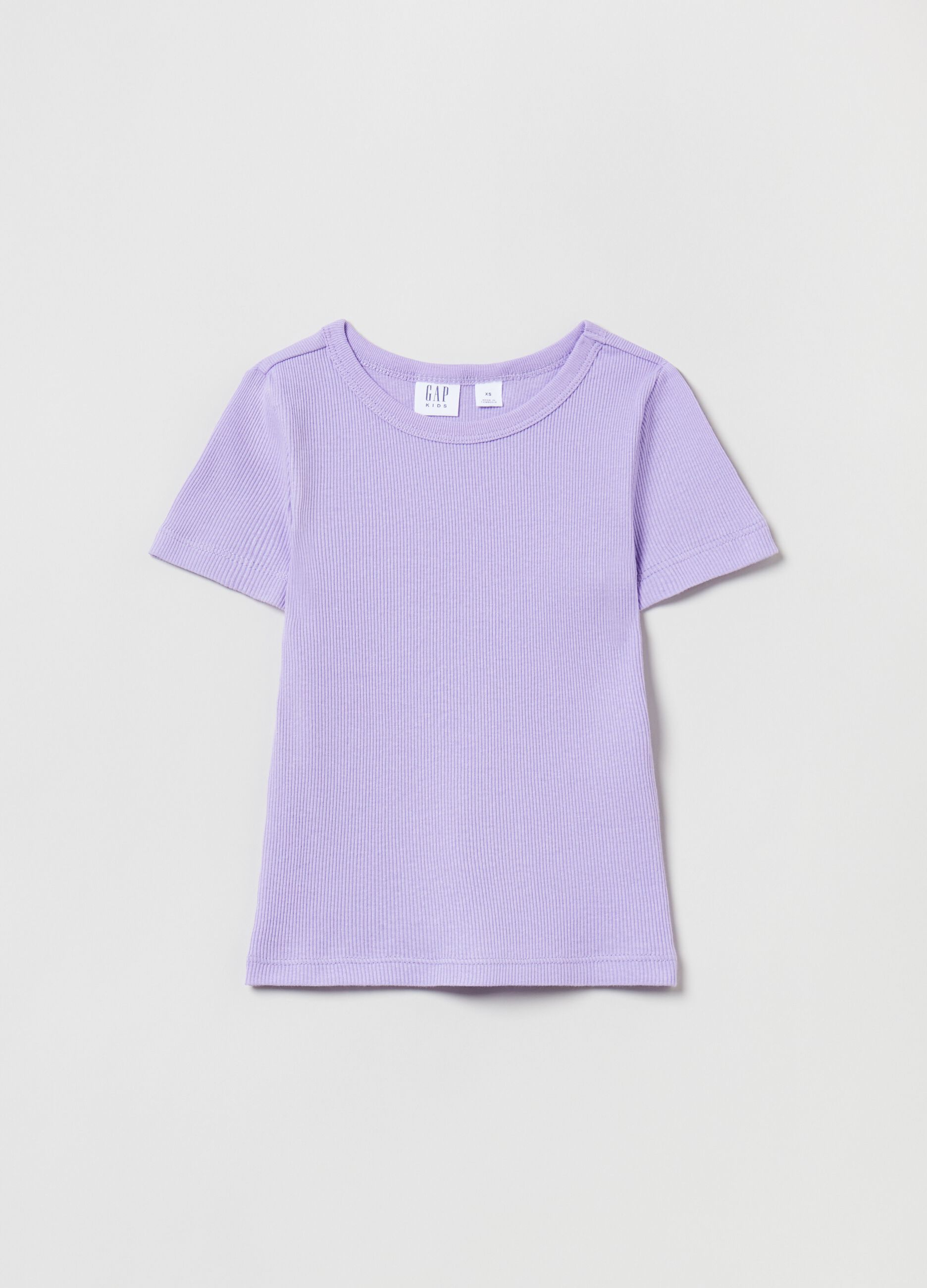 Ribbed T-shirt with round neck