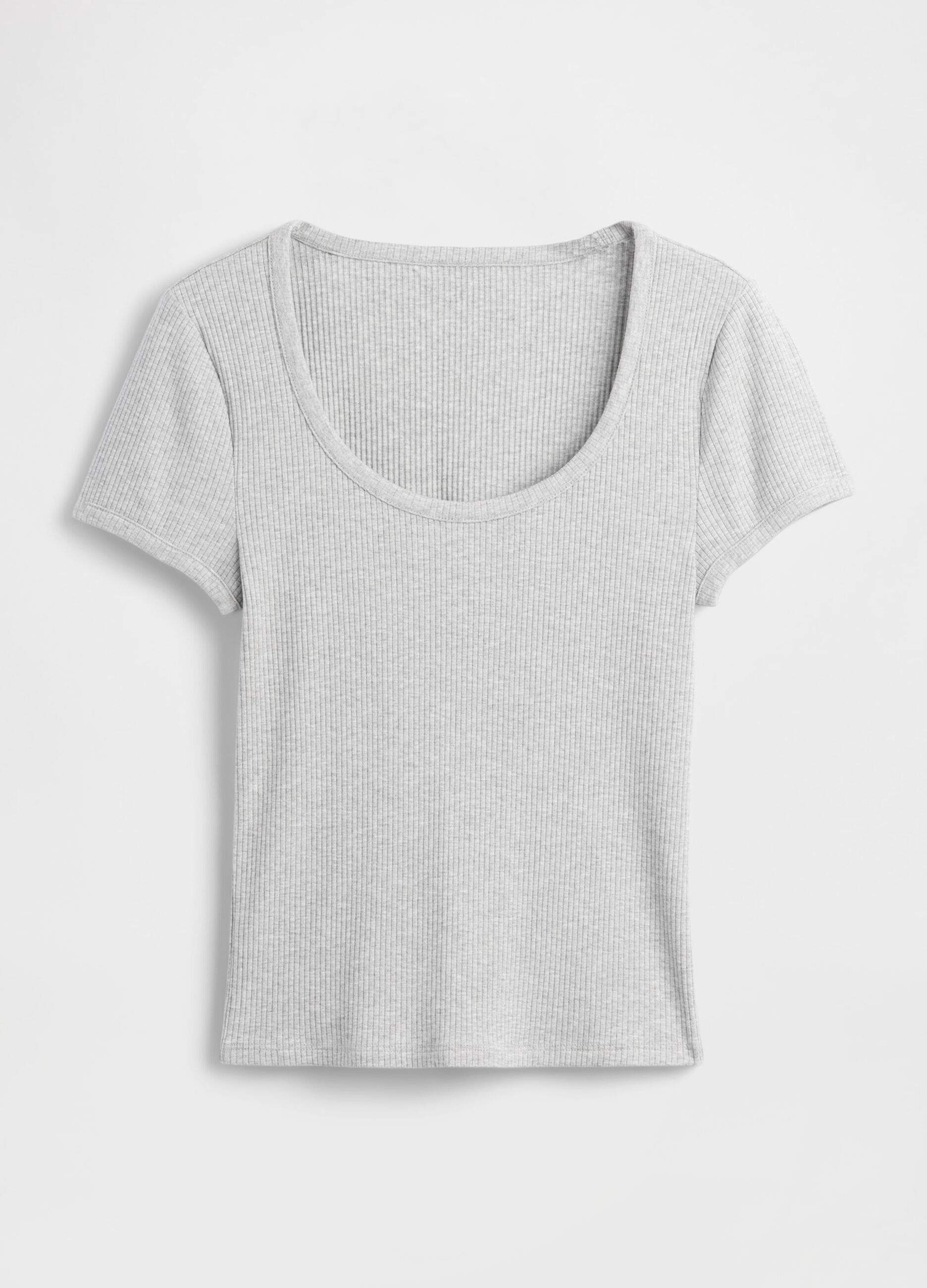 T-shirt grigia elasticizzata a maniche corte_3