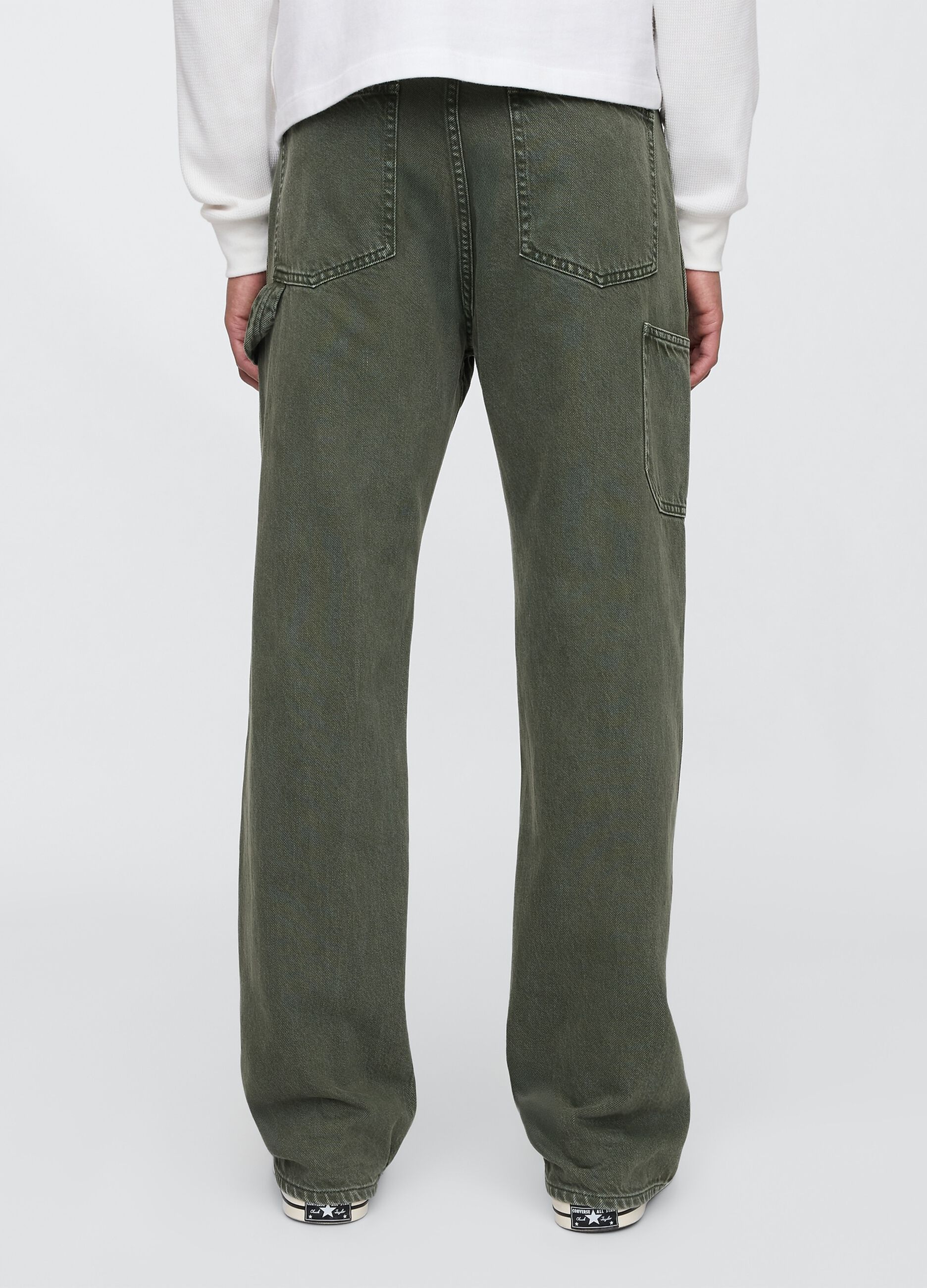 Pantaloni cargo larghi verde in misto cotone_2