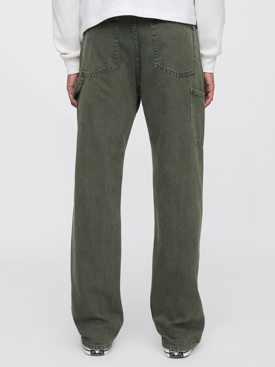 Pantaloni cargo larghi verde in misto cotone Man_2