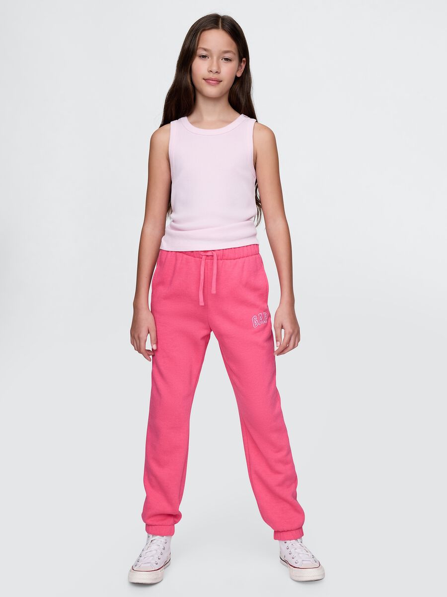 Girls' Pink Cotton Blend Regular Fit Jogger Trousers Girl_0