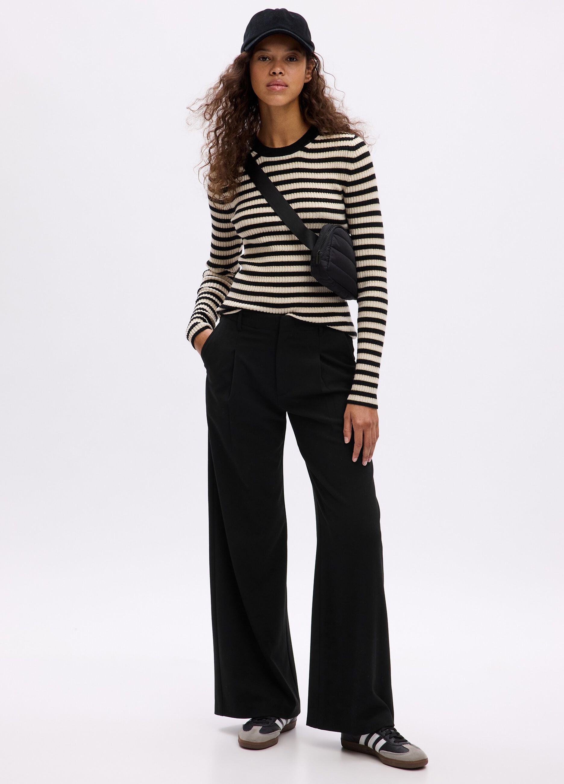 Ribbed top with striped pattern
