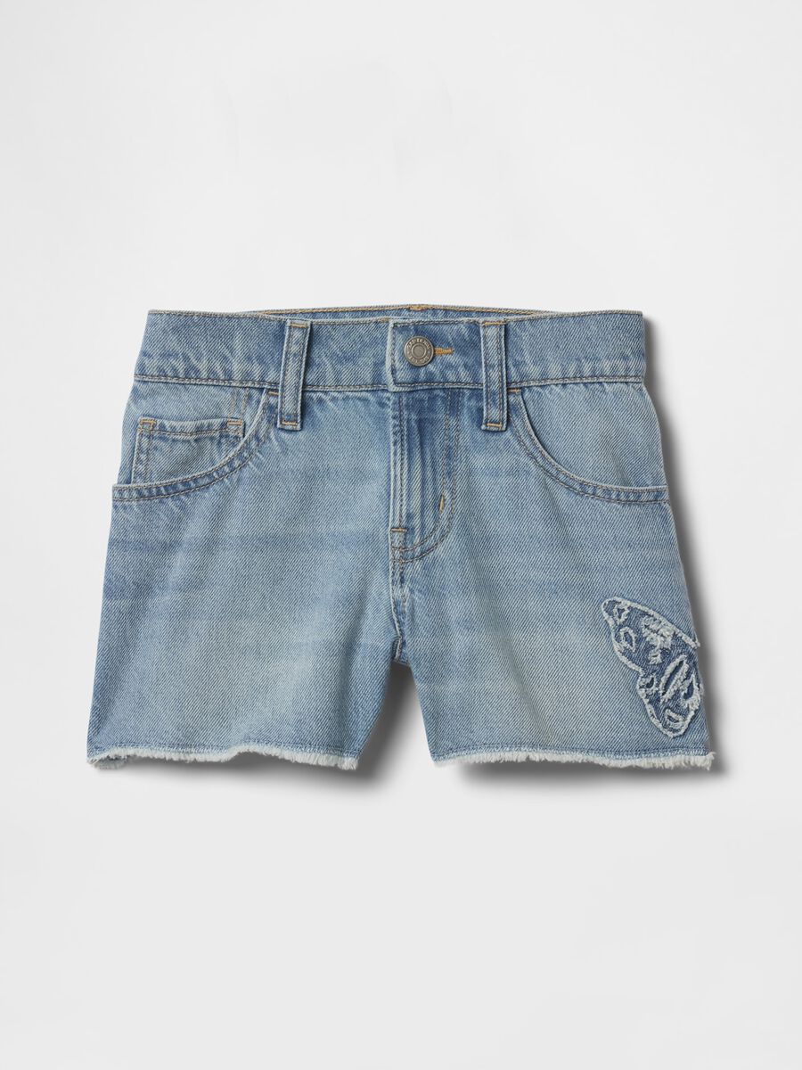 Light Denim Shorts with Butterfly Application Girl_3